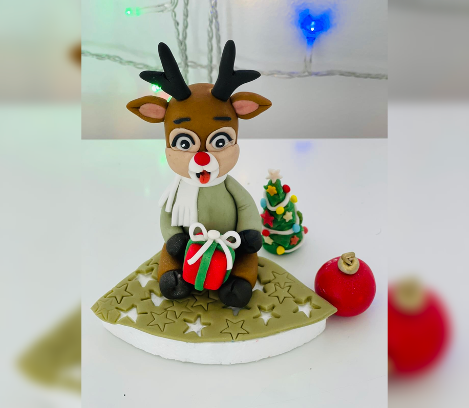 Figurină tort Renul lui Moș Crăciun