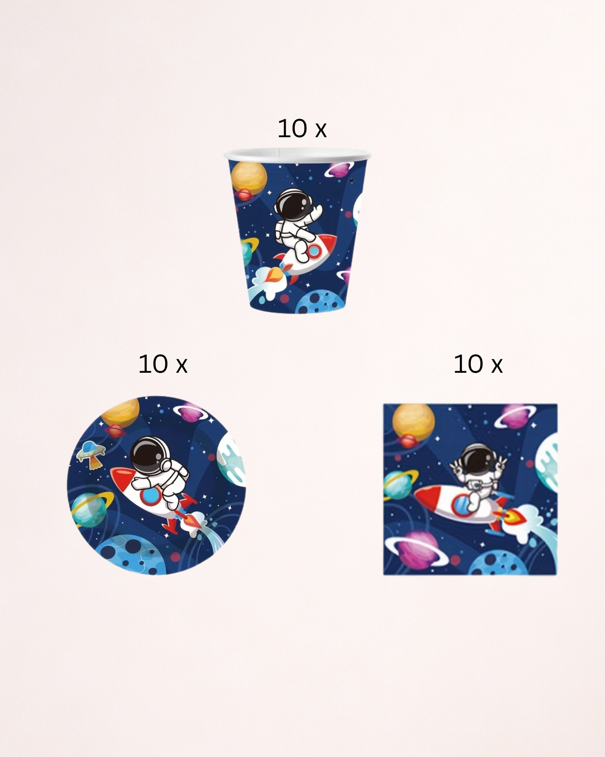 Set veselă party Astronaut – 10 persoane
