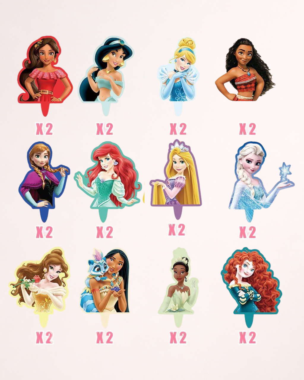 Set Toppere Cupcakes "Prințese Disney" - 24 bucăți