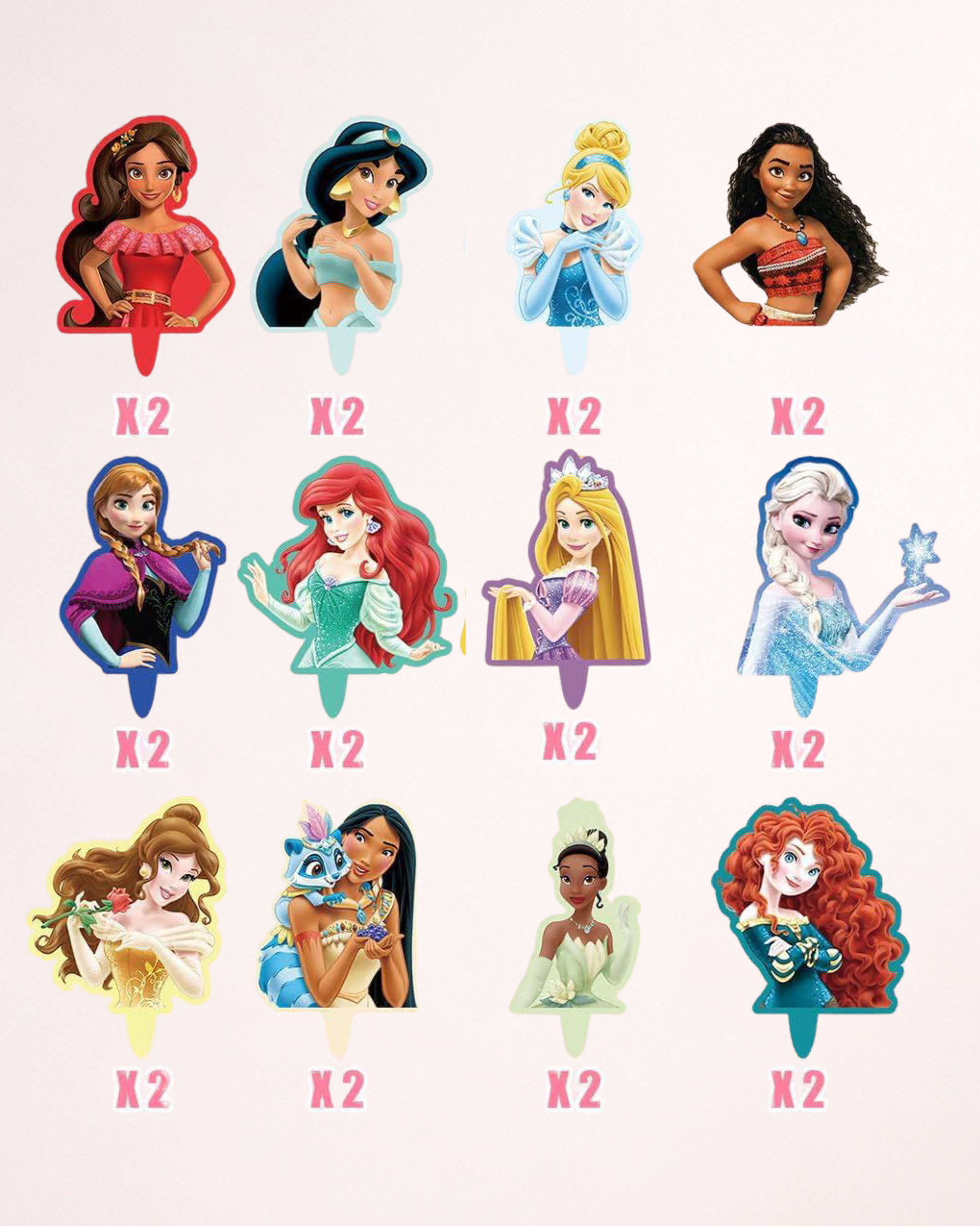 Set Toppere Cupcakes "Prințese Disney" - 24 bucăți