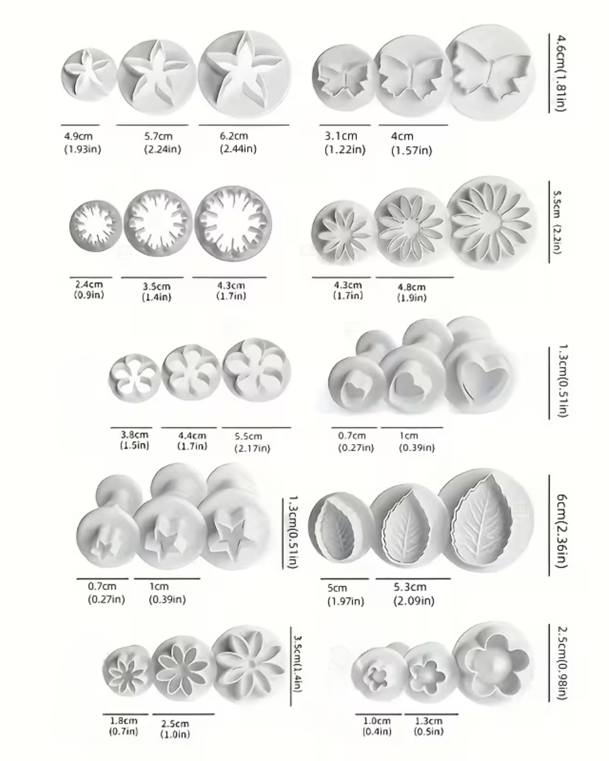 Set decupatoare pentru pastă de zahăr – forme și dimensiuni diverse