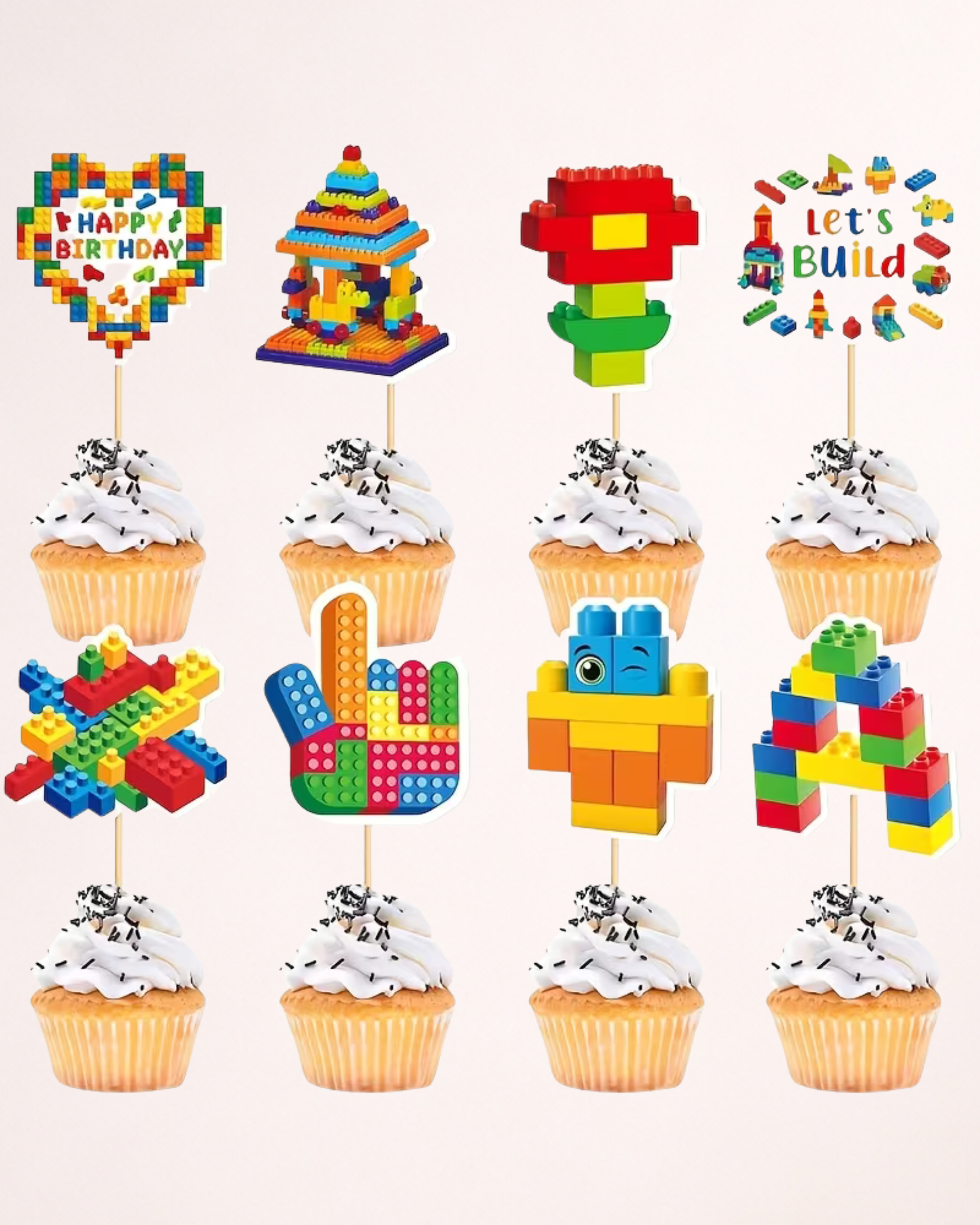 Set Toppere Cupcakes "Cuburi de construcție" - 16 bucăți