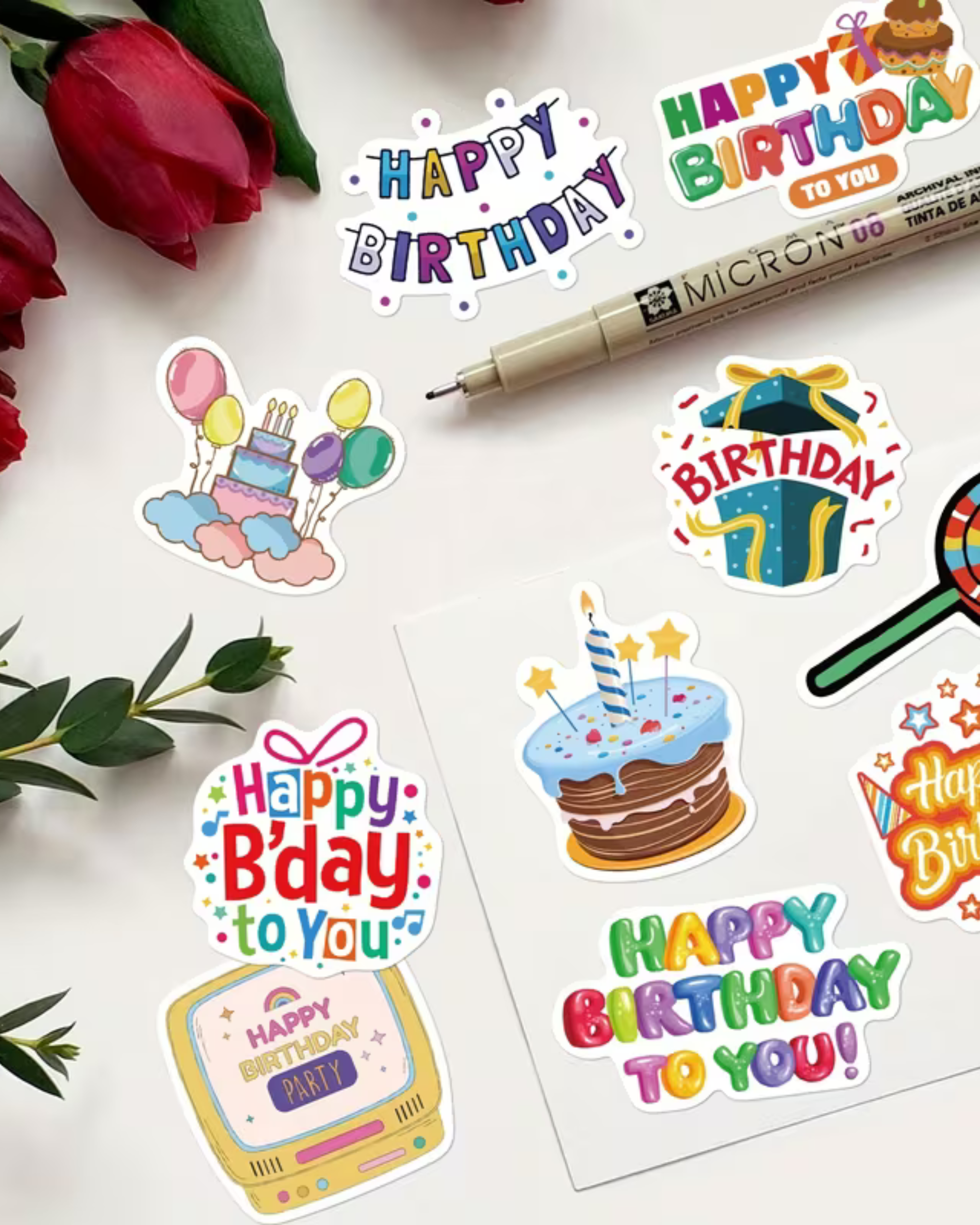 Set 50 Stickere autocolante Happy Birthday - Aniversare
