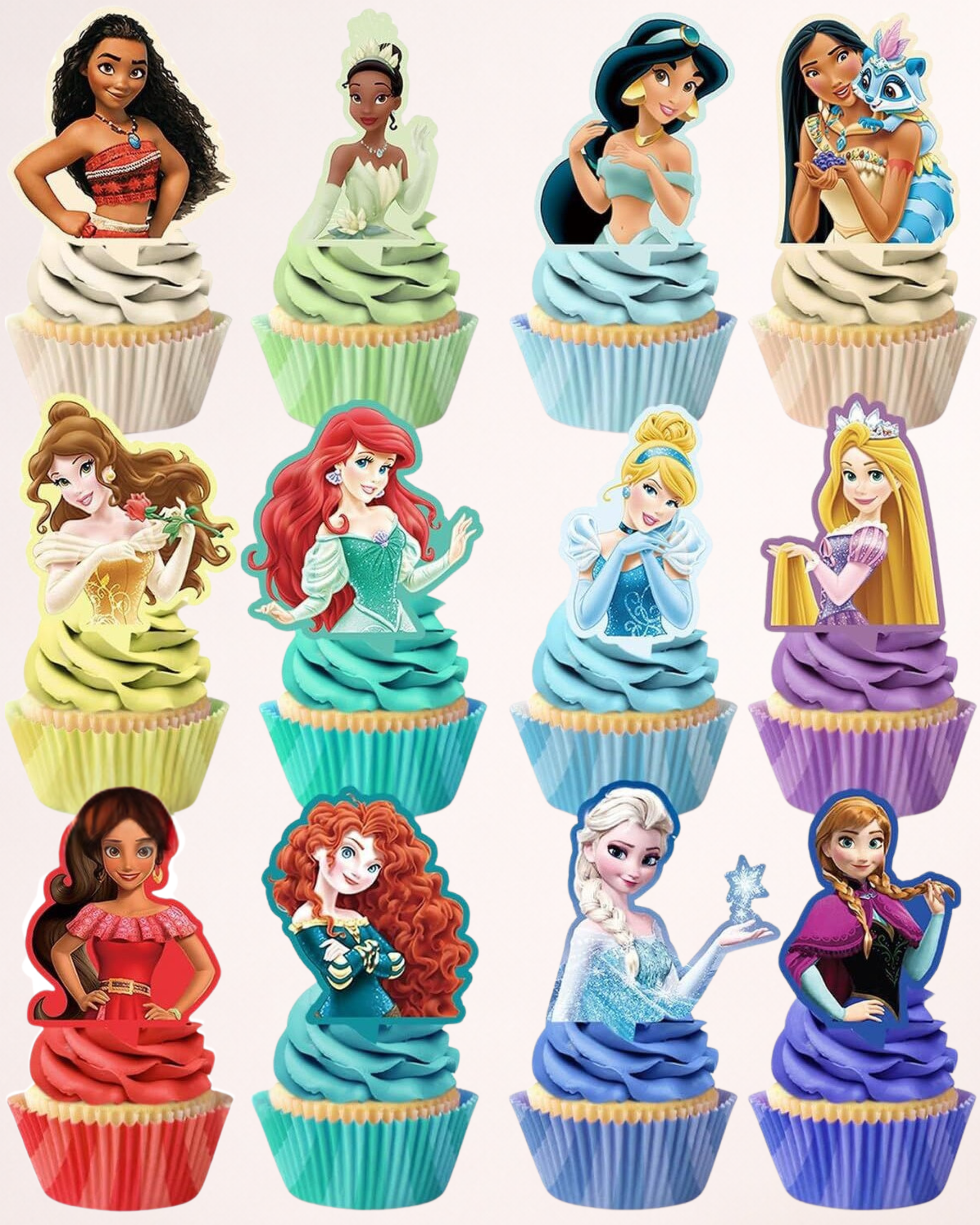 Set Toppere Cupcakes "Prințese Disney" - 24 bucăți