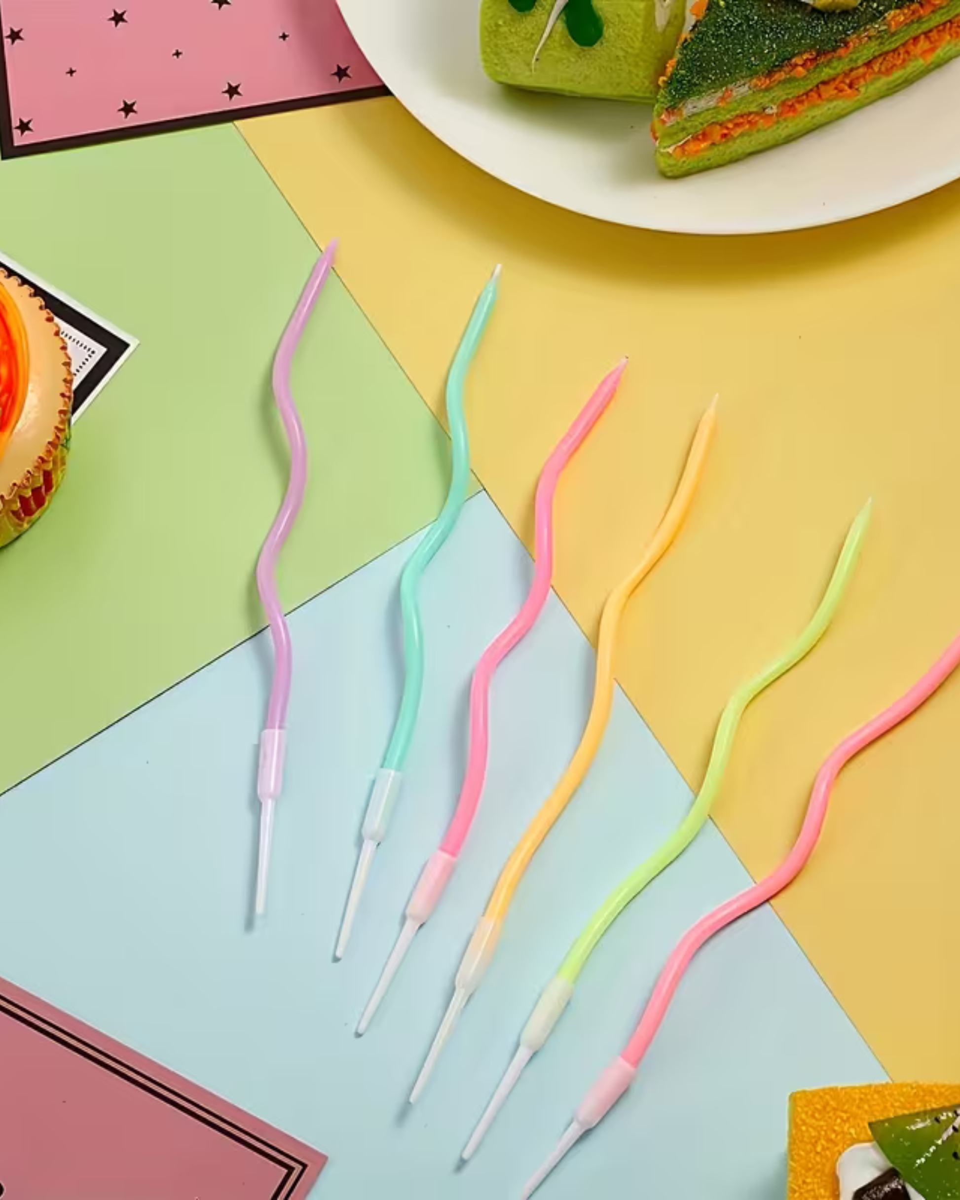 Set 6 lumânări spiralate pentru tort – Culori pastel