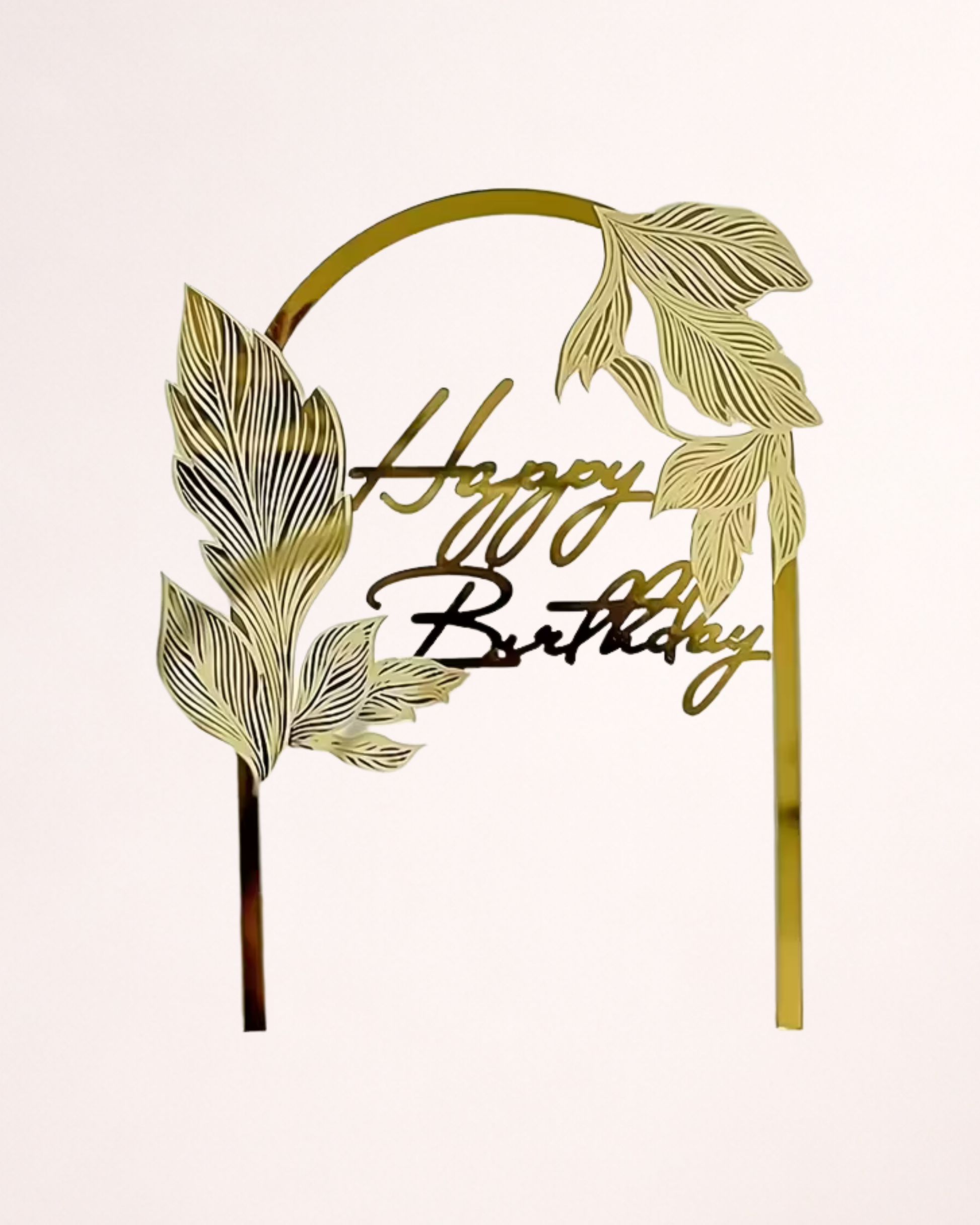 Topper Tort "Happy Birthday" cu Frunze Decorative