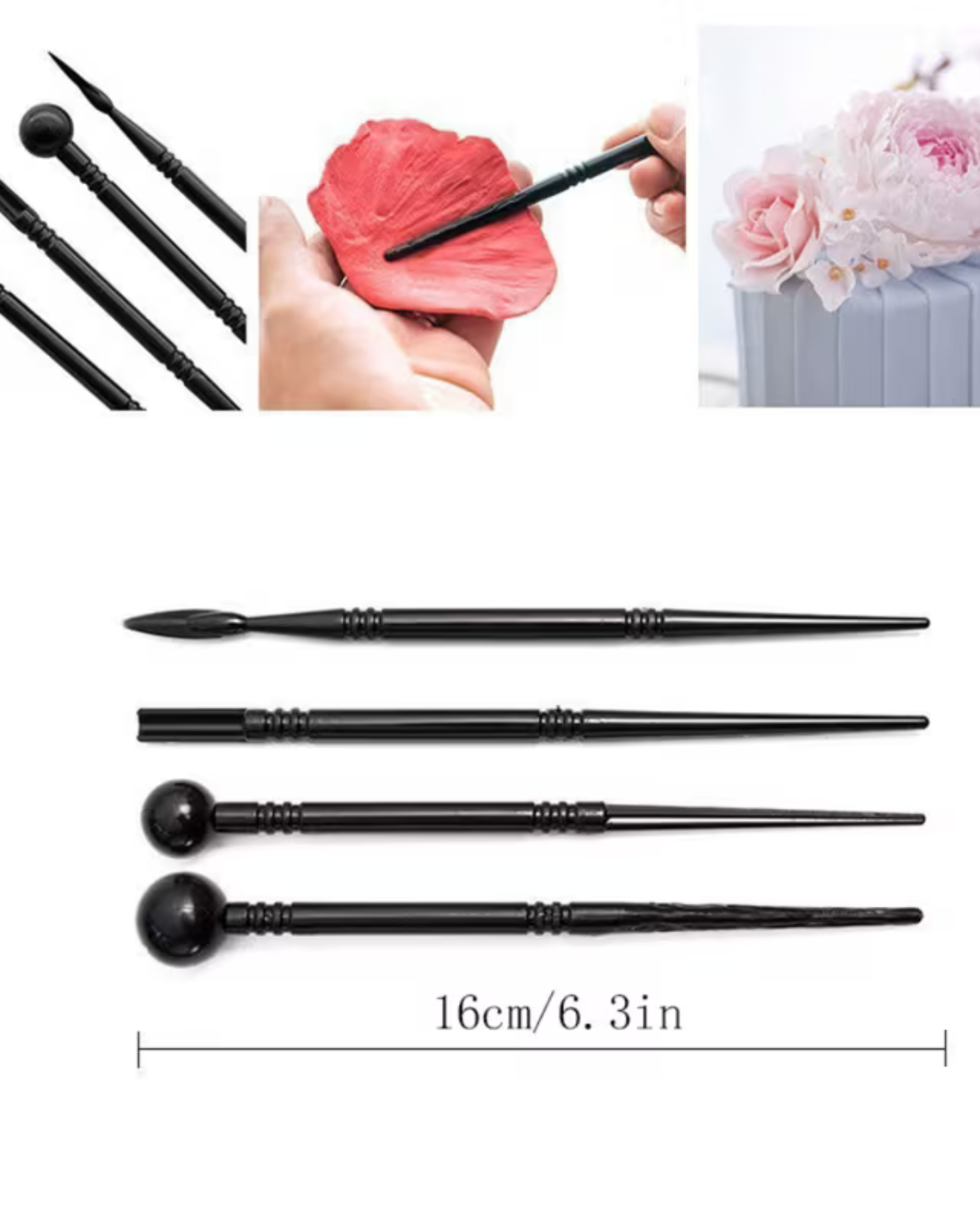 Set 9 ustensile pentru modelaj pastă de zahăr – lemn și plastic