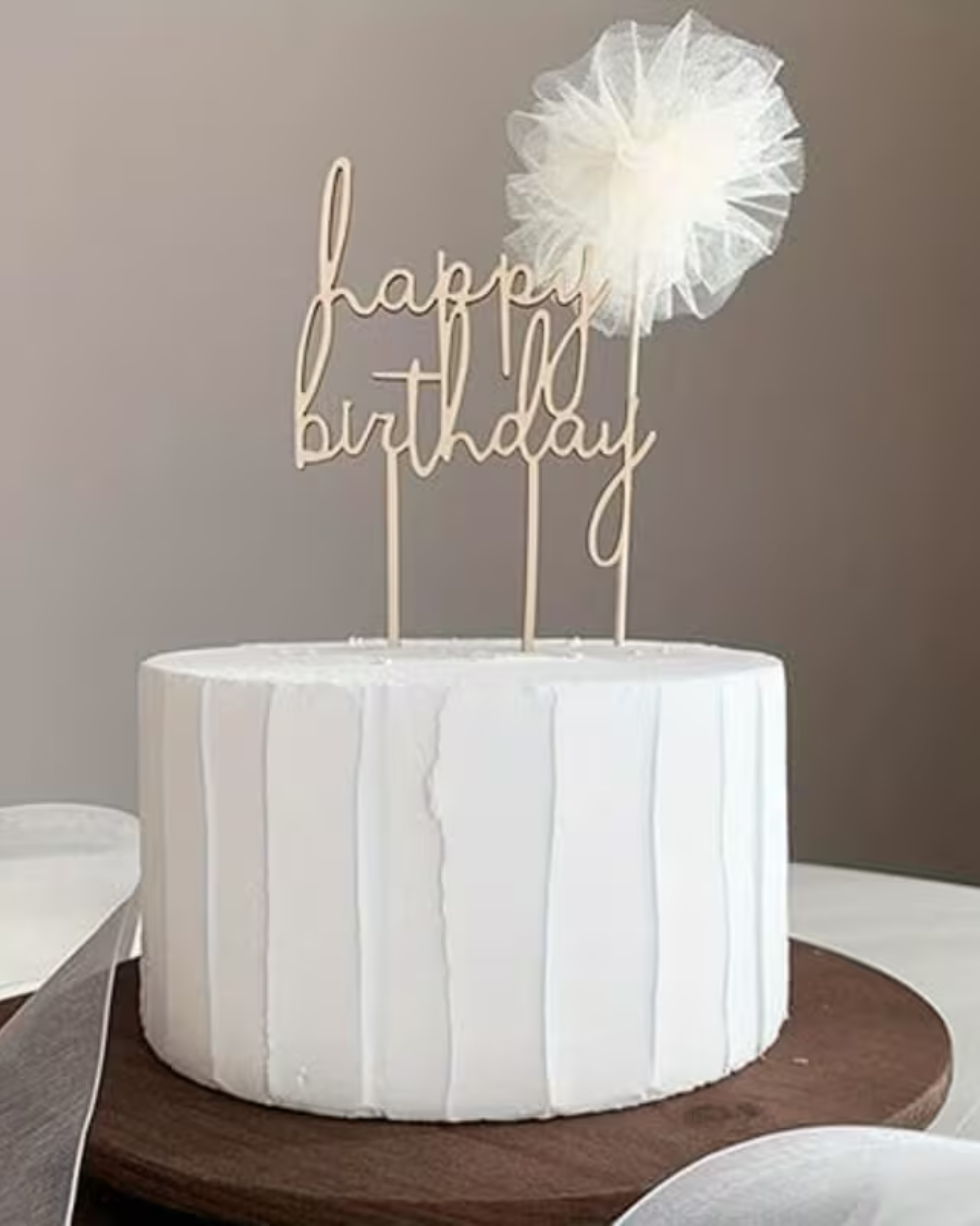 Topper tort "Happy Birthday" din lemn