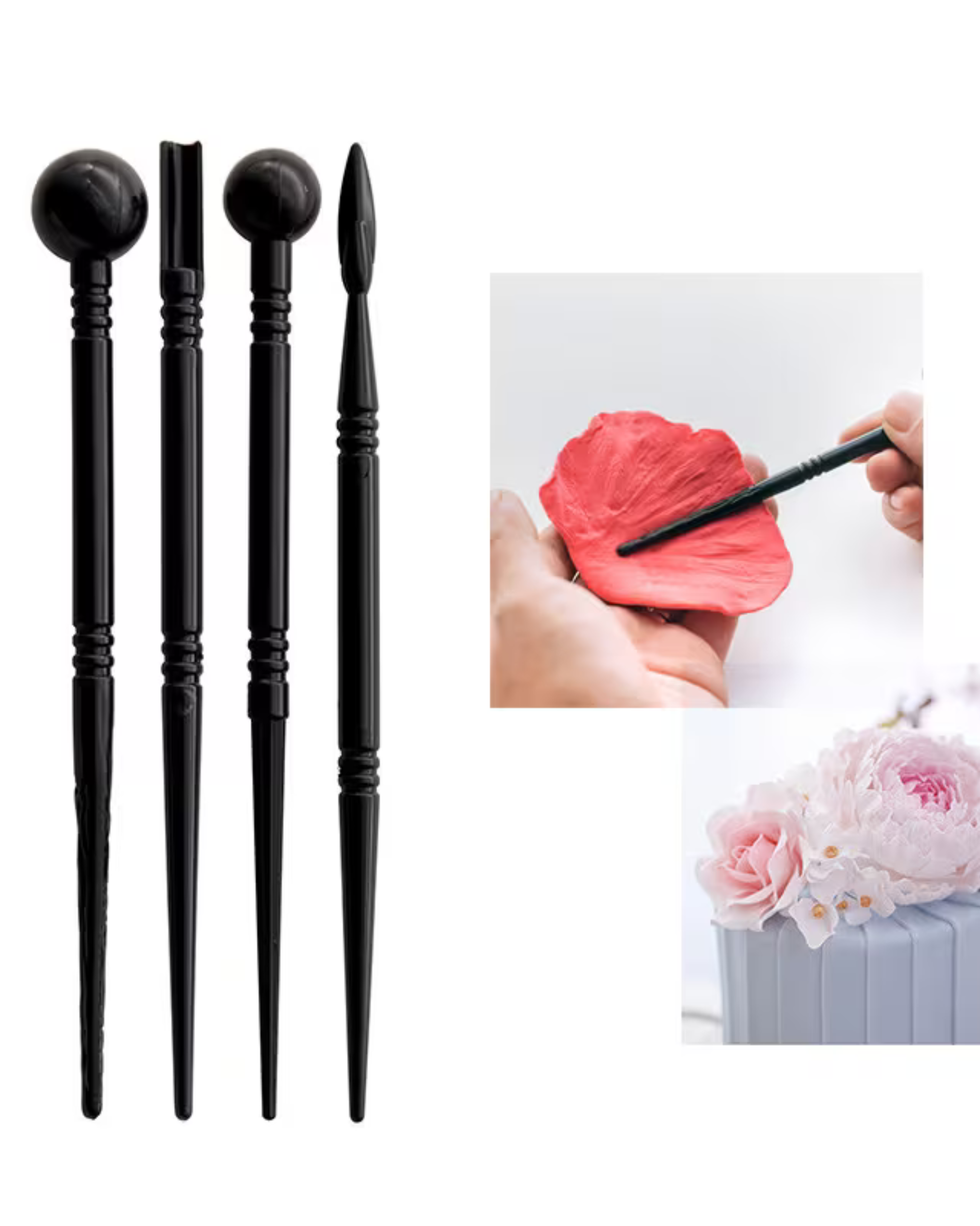 Set 9 ustensile pentru modelaj pastă de zahăr – lemn și plastic