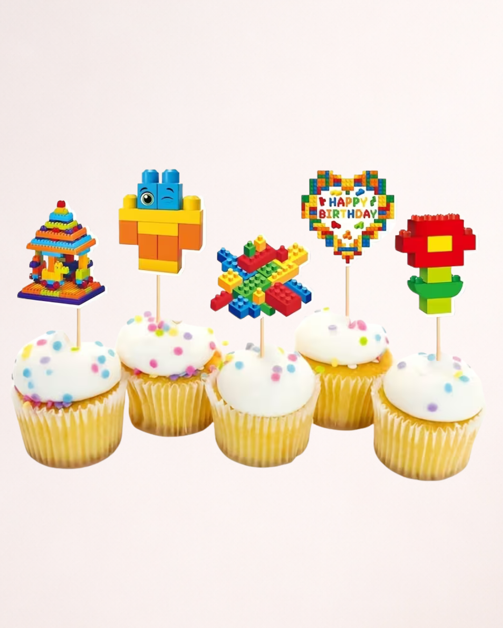 Set Toppere Cupcakes "Cuburi de construcție" - 16 bucăți