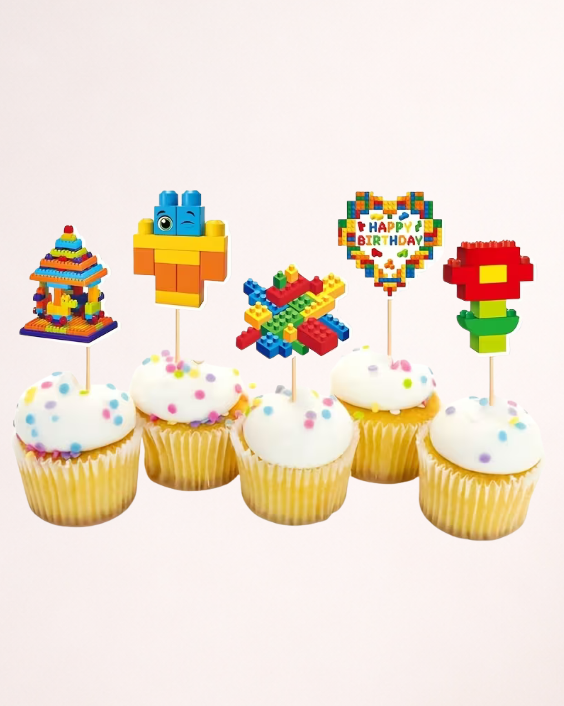 Set Toppere Cupcakes "Cuburi de construcție" - 16 bucăți