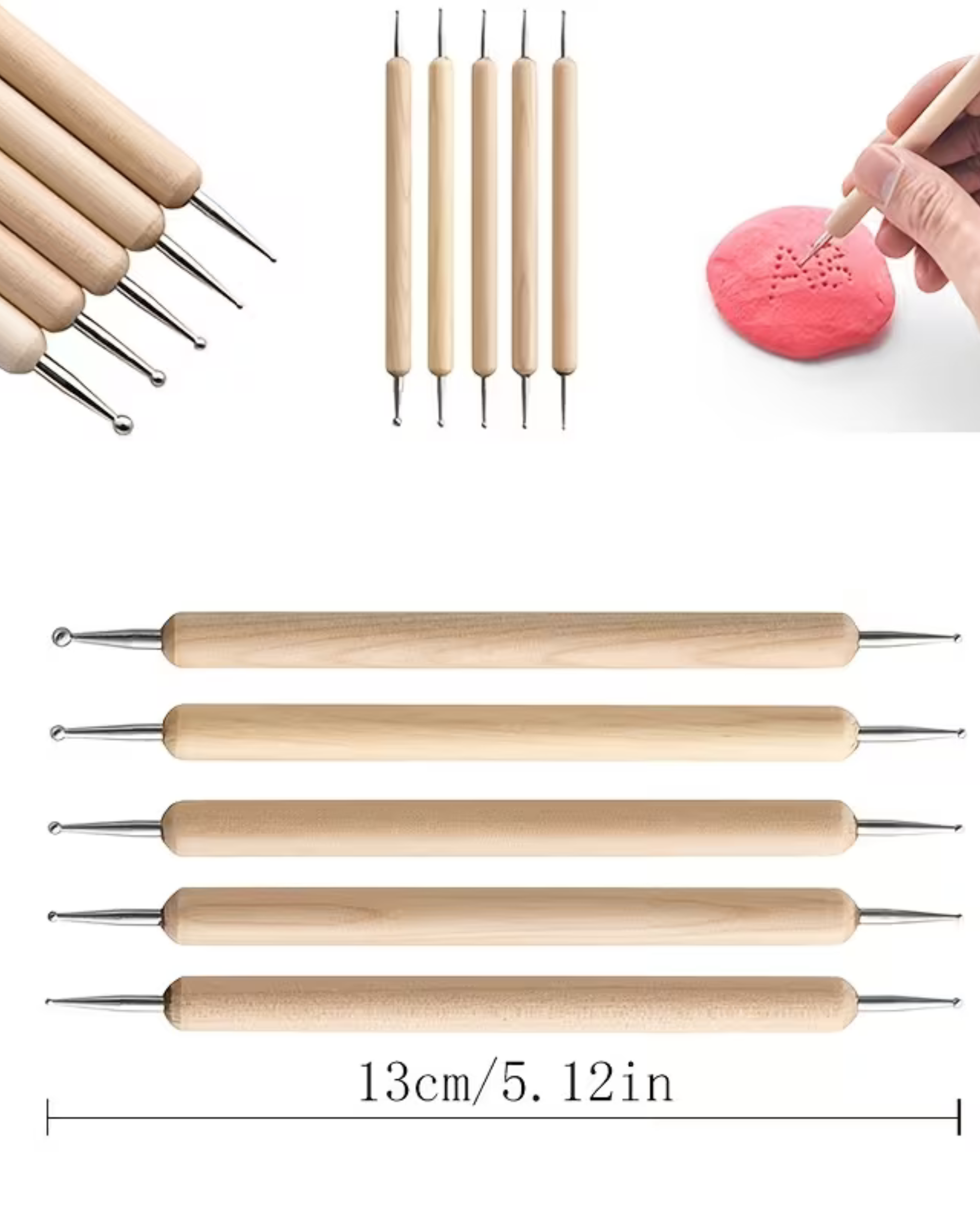 Set 12 ustensile pentru modelaj pastă de zahăr – lemn și metal