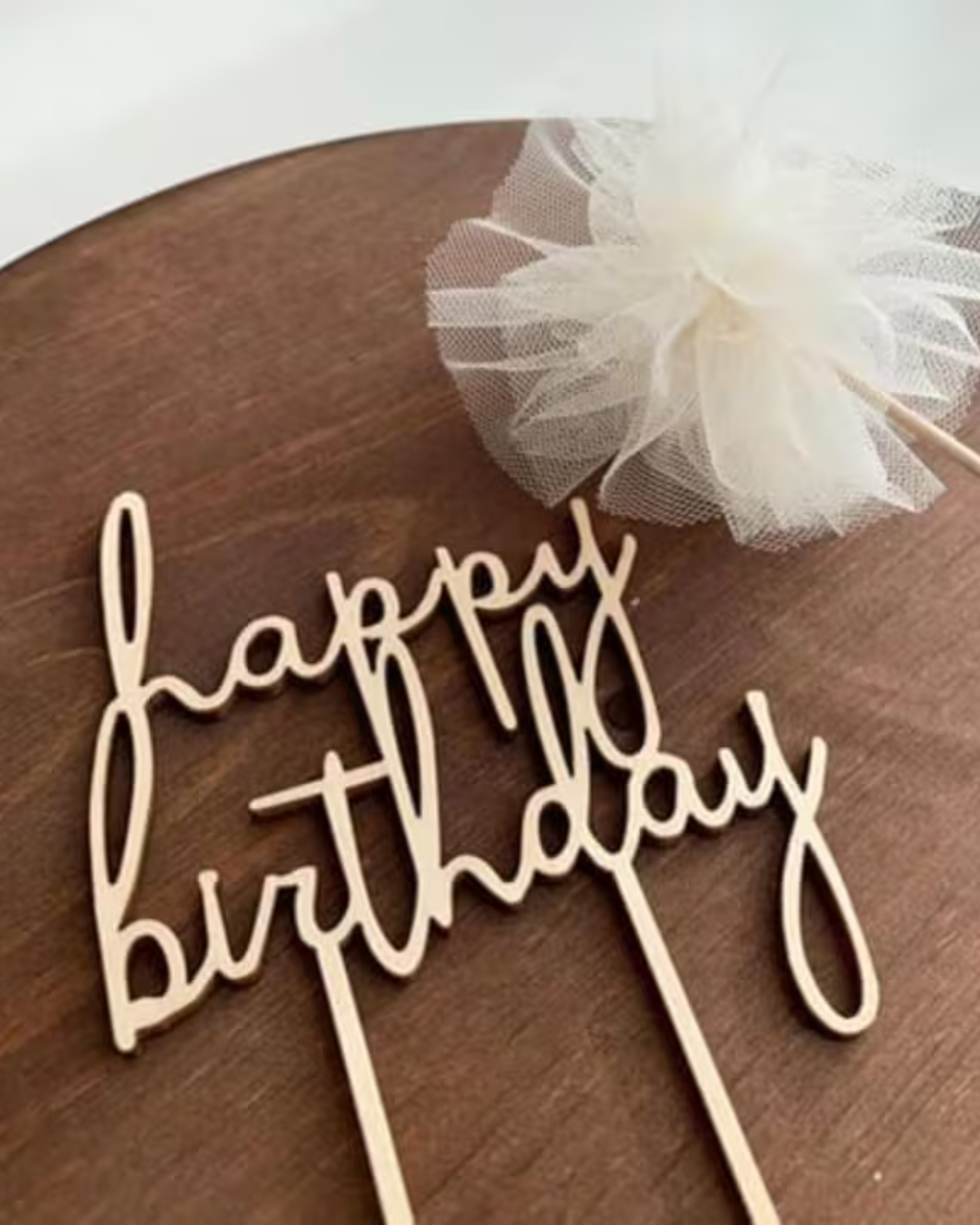 Topper tort "Happy Birthday" din lemn