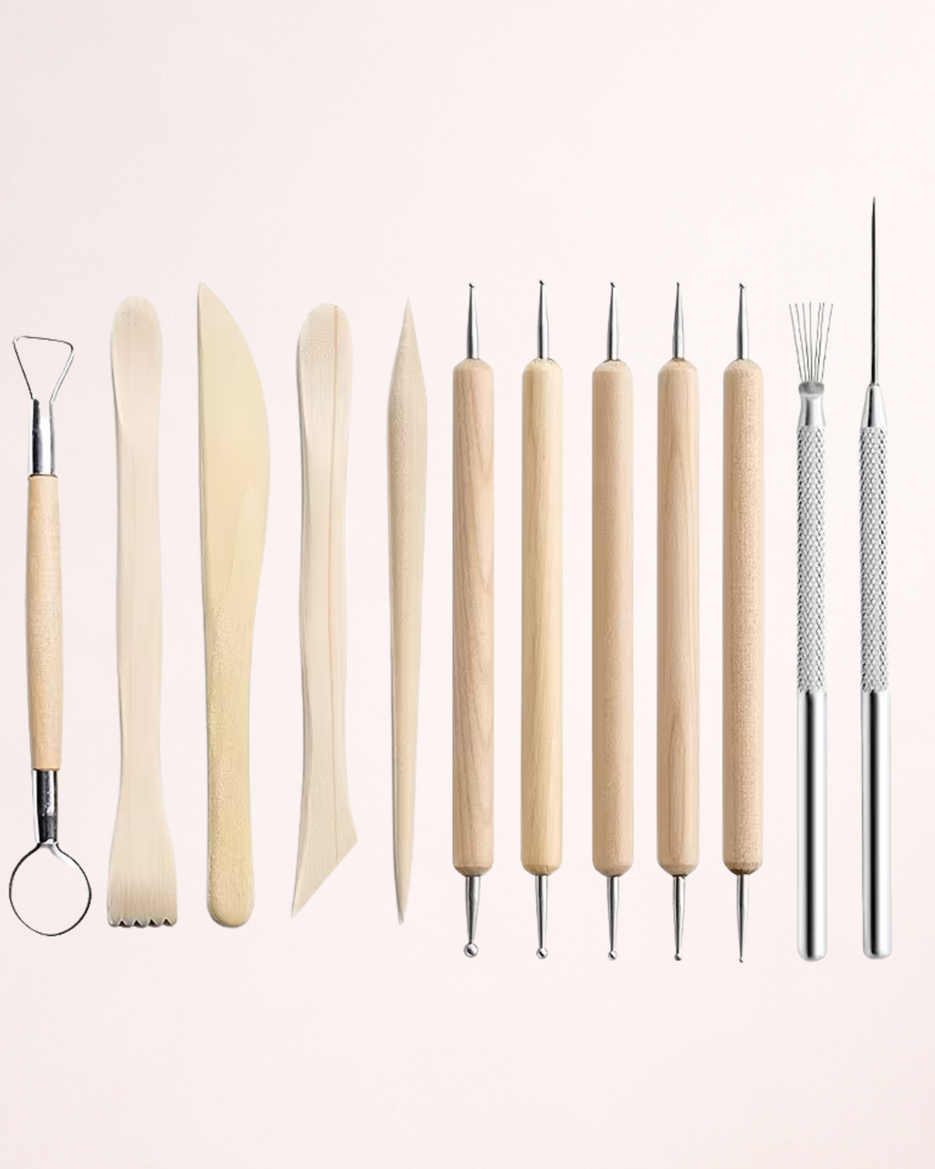Set 12 ustensile pentru modelaj pastă de zahăr – lemn și metal