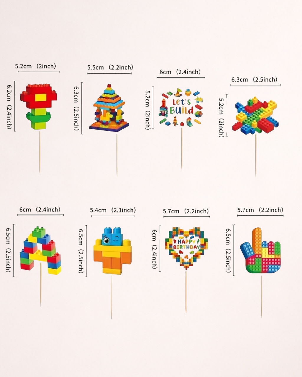 Set Toppere Cupcakes "Cuburi de construcție" - 16 bucăți