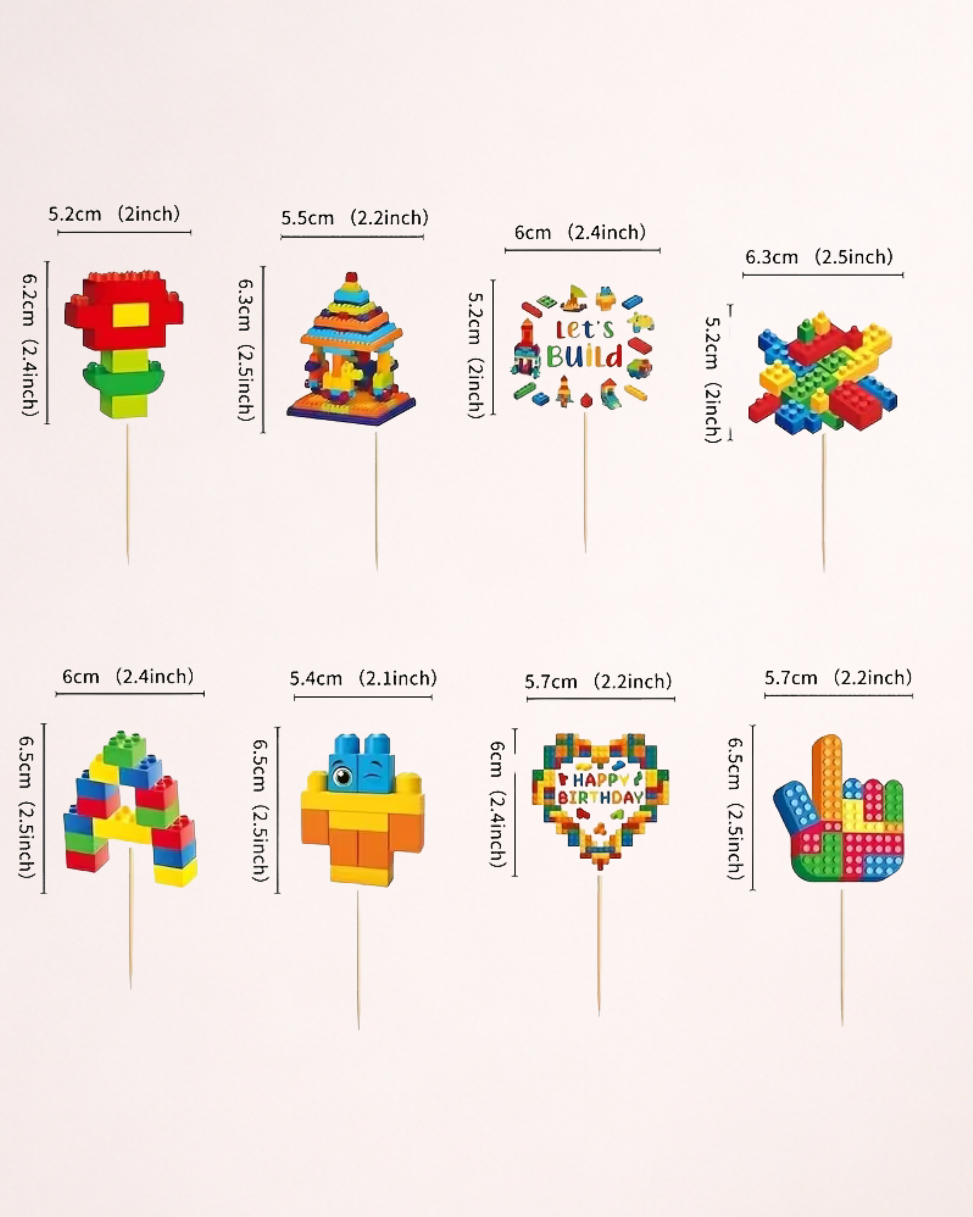 Set Toppere Cupcakes "Cuburi de construcție" - 16 bucăți