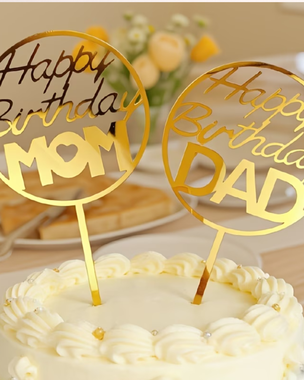 Topper Tort "Happy Birthday Mom" / "Happy Birthday Dad"