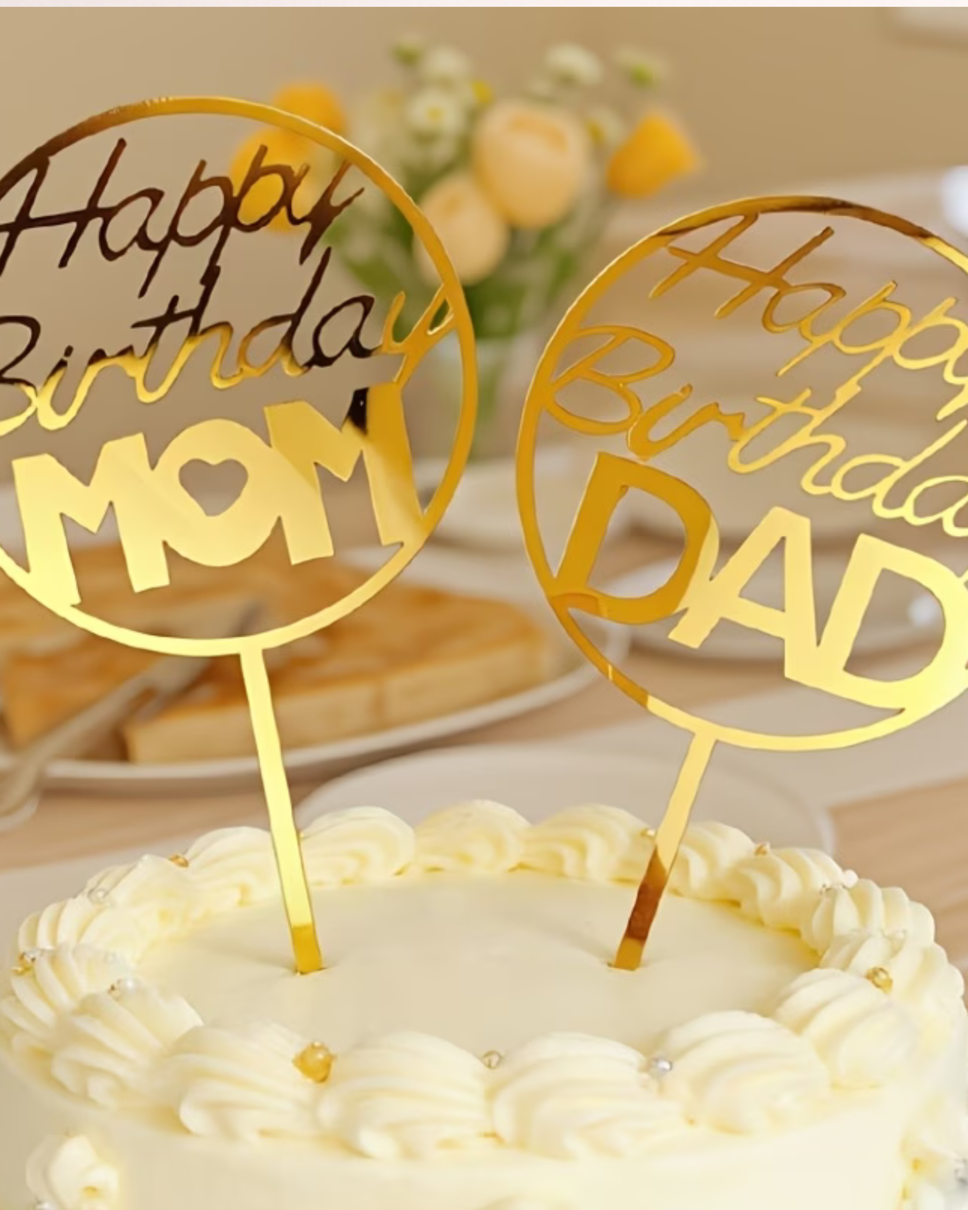 Topper Tort "Happy Birthday Mom" / "Happy Birthday Dad"