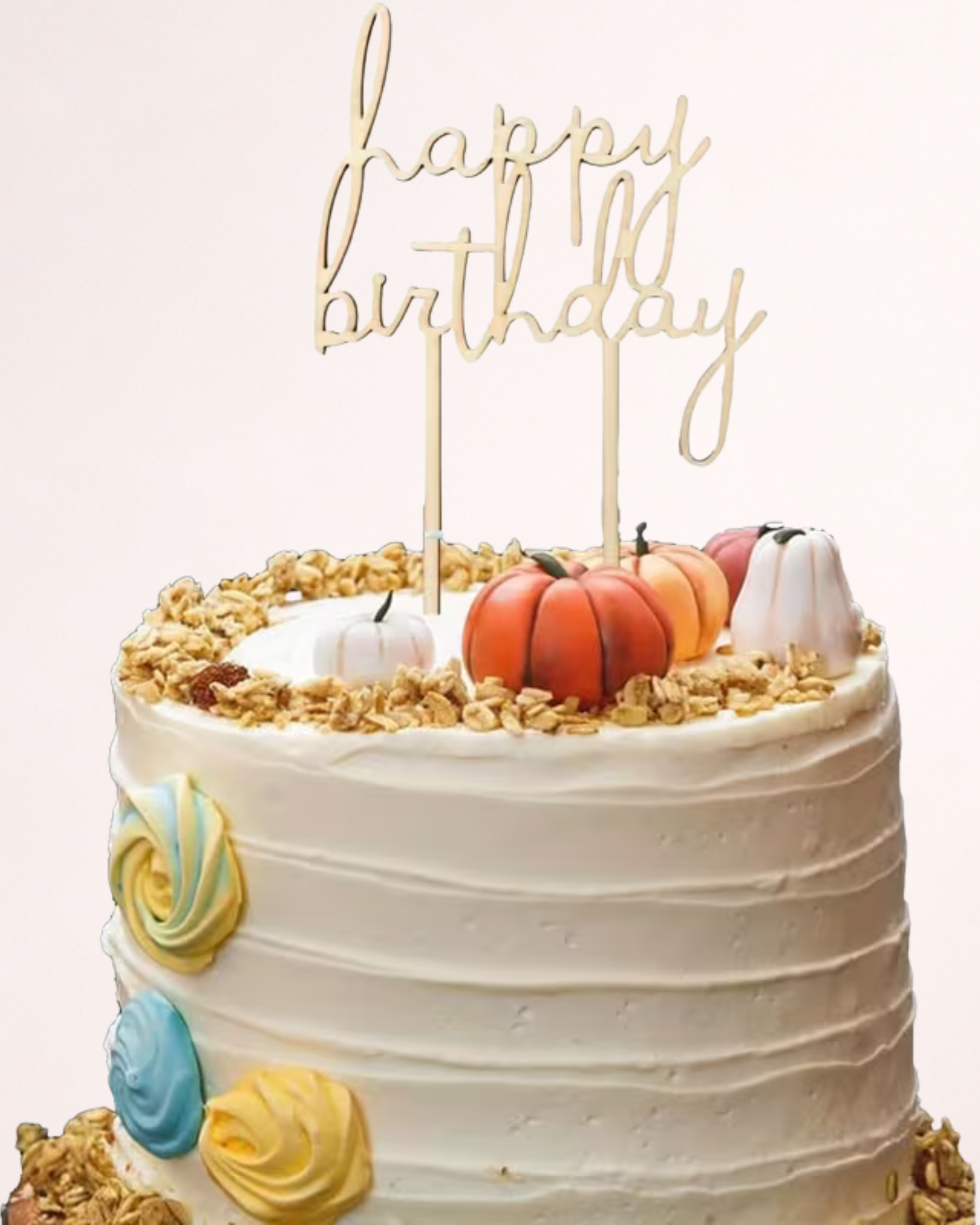 Topper tort "Happy Birthday" din lemn