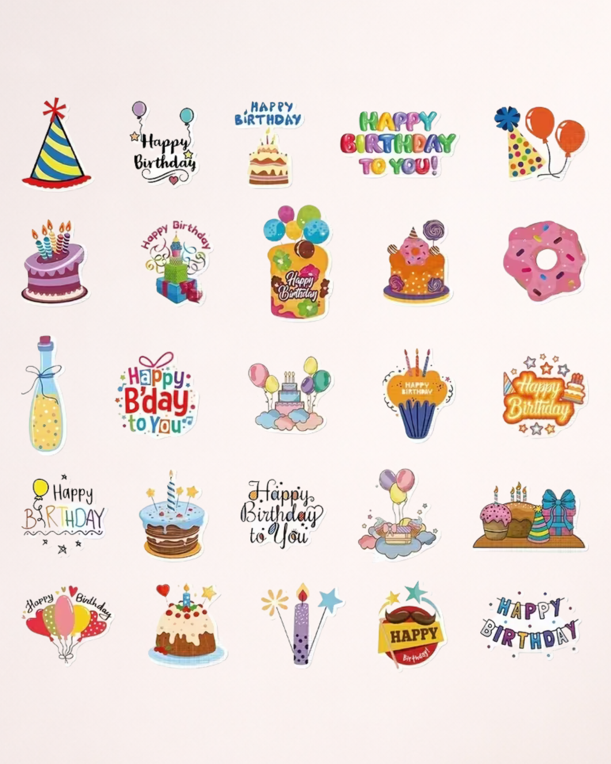Set 50 Stickere autocolante Happy Birthday - Aniversare