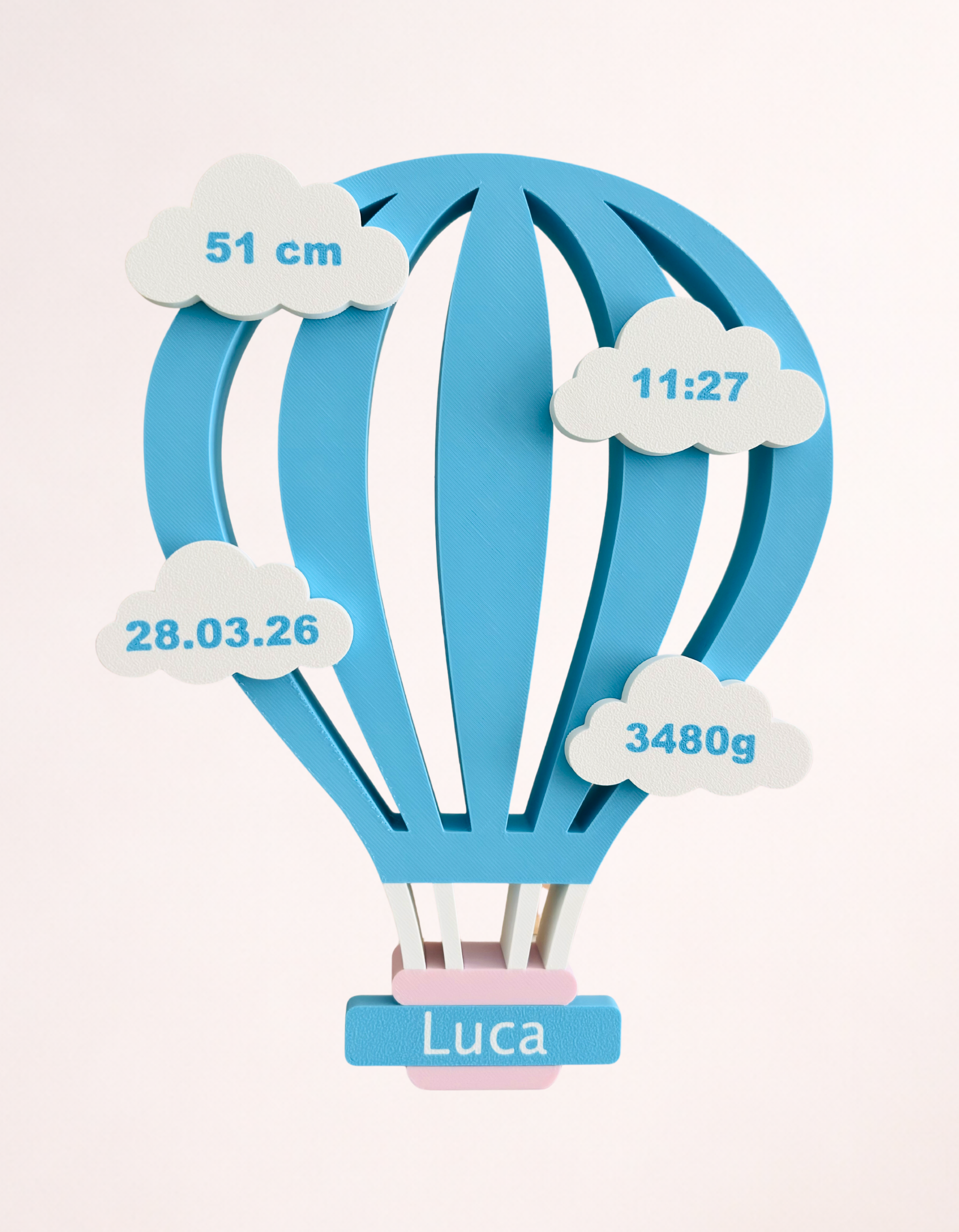 Balon personalizat cu datele nașterii – imprimat 3D
