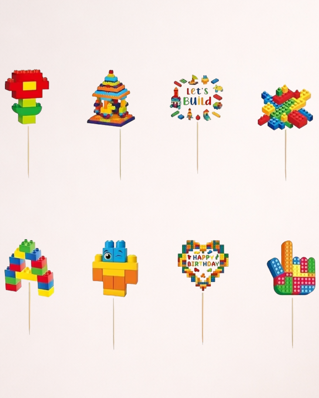 Set Toppere Cupcakes "Cuburi de construcție" - 16 bucăți