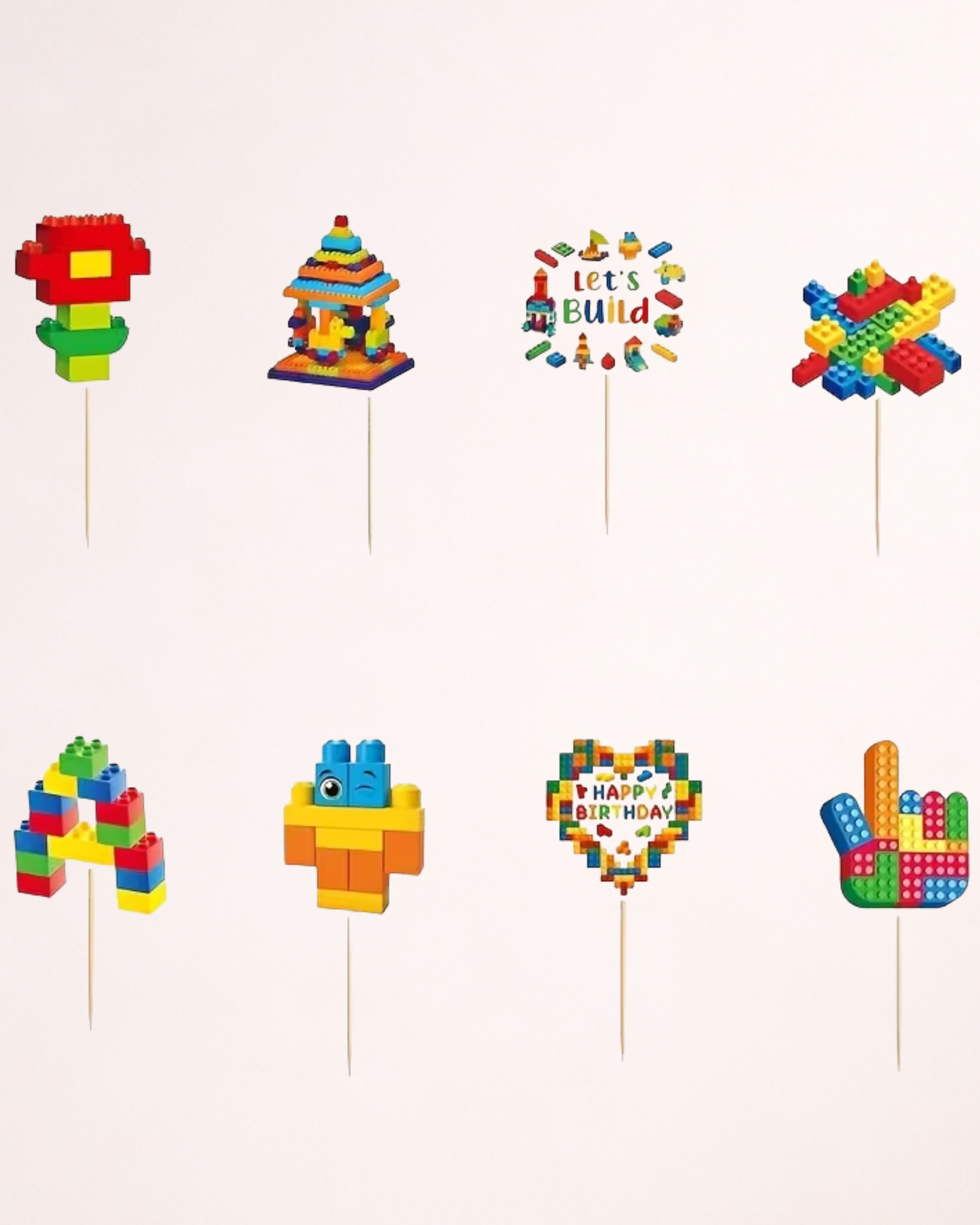 Set Toppere Cupcakes "Cuburi de construcție" - 16 bucăți