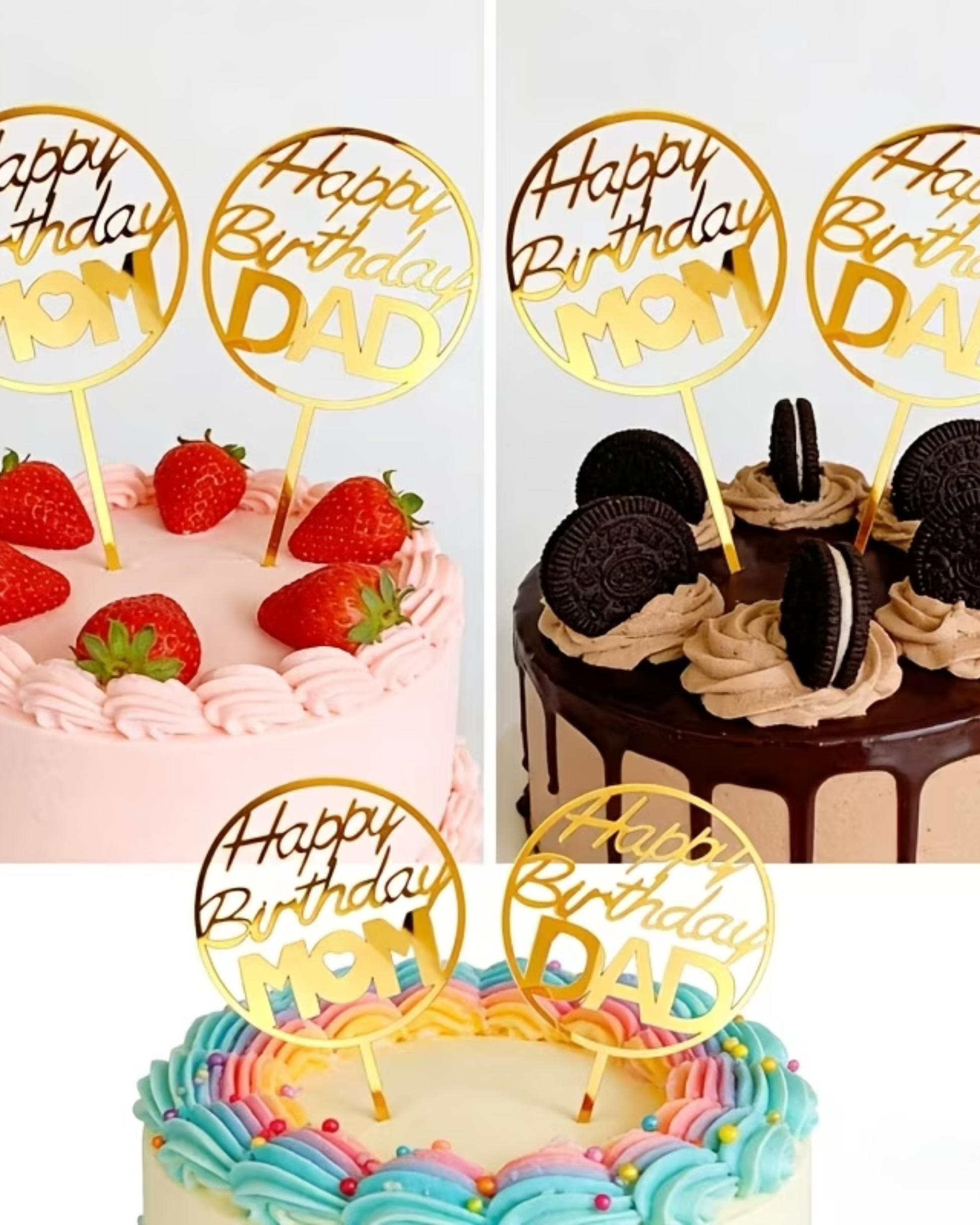 Topper Tort "Happy Birthday Mom" / "Happy Birthday Dad"