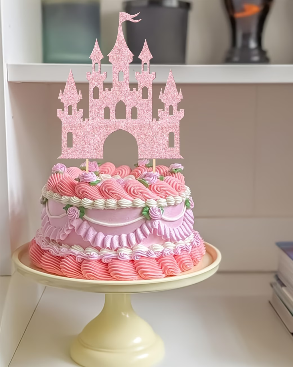 Topper Tort "Castel Prințesă" – Roz sau Albastru