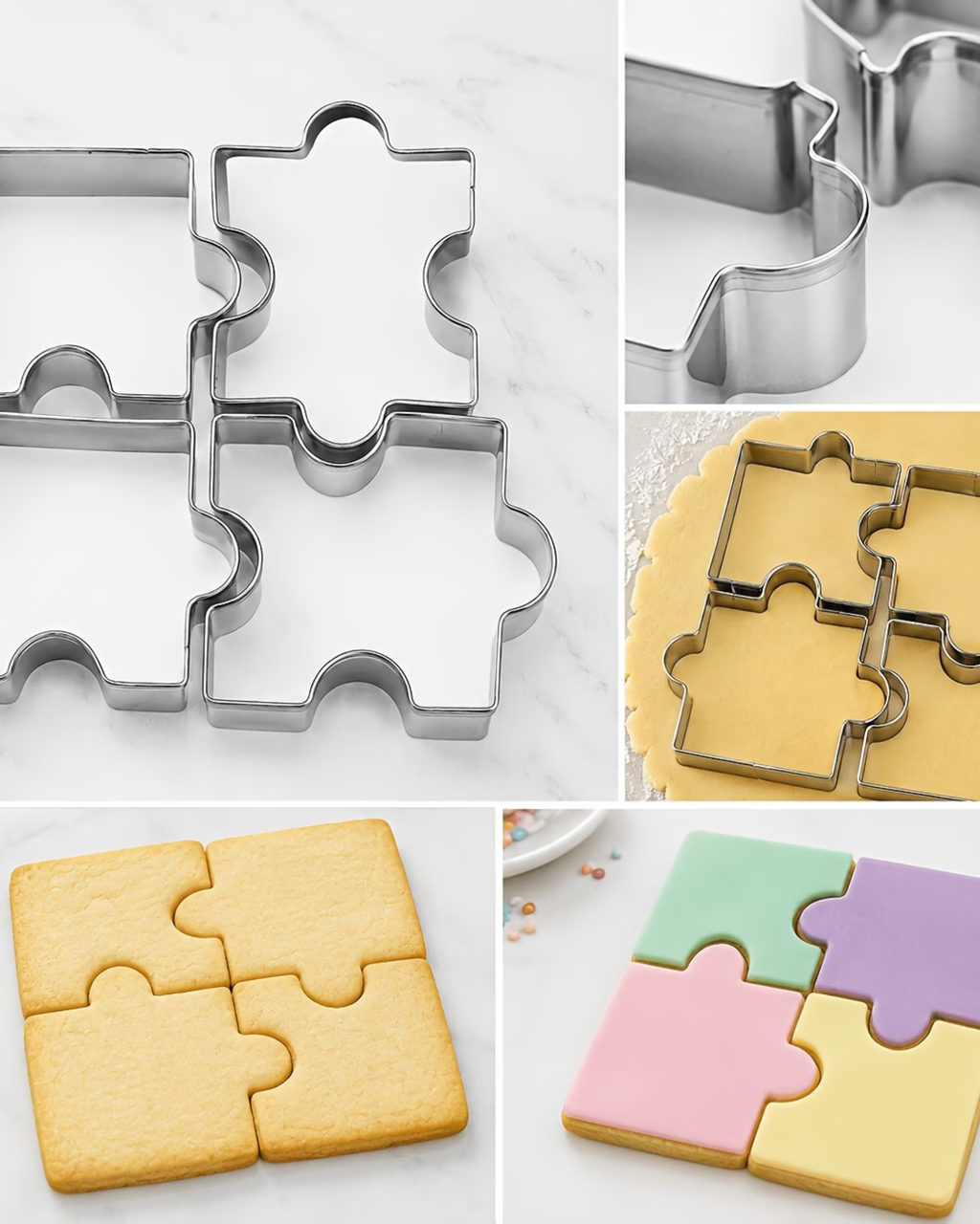 Set 4 decupatoare pentru pastă de zahăr "Puzzle"