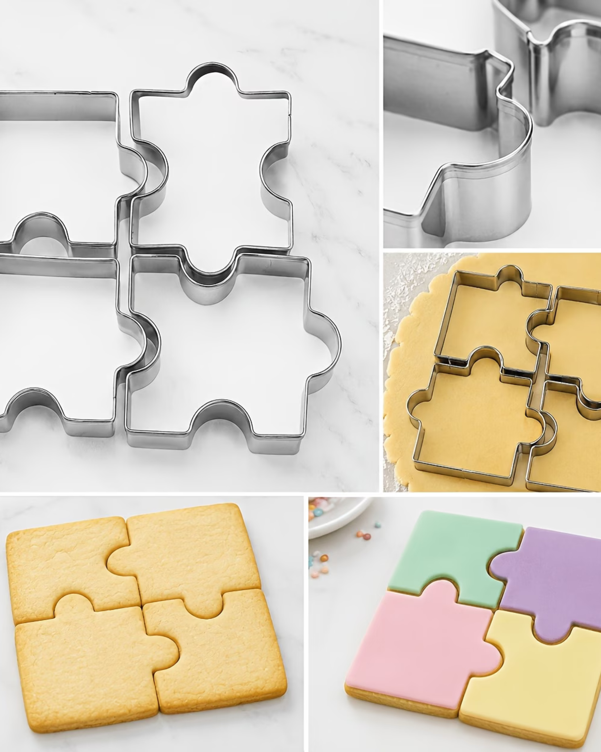 Set 4 decupatoare pentru pastă de zahăr "Puzzle"