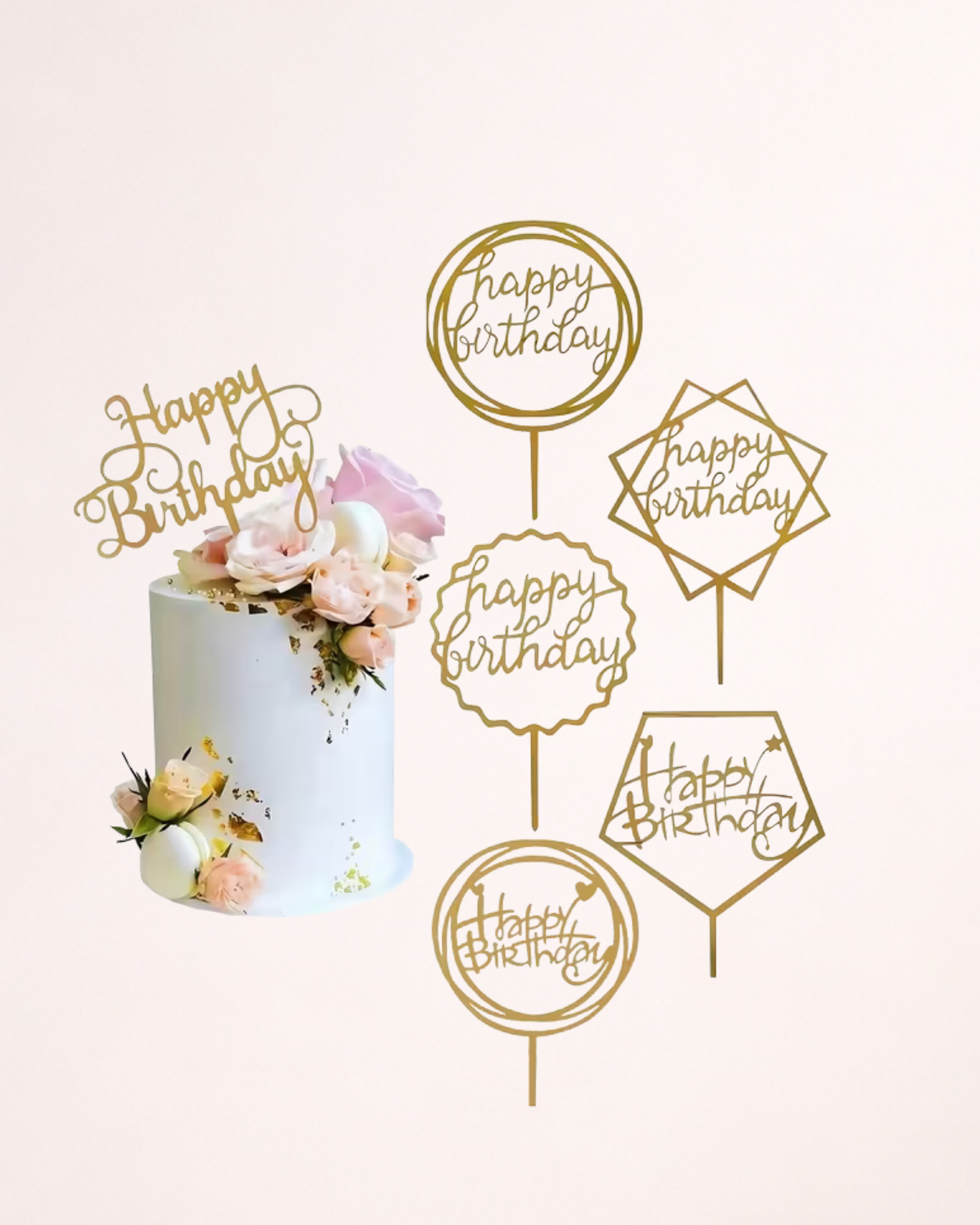 Topper Tort "Happy Birthday" - 6 Modele