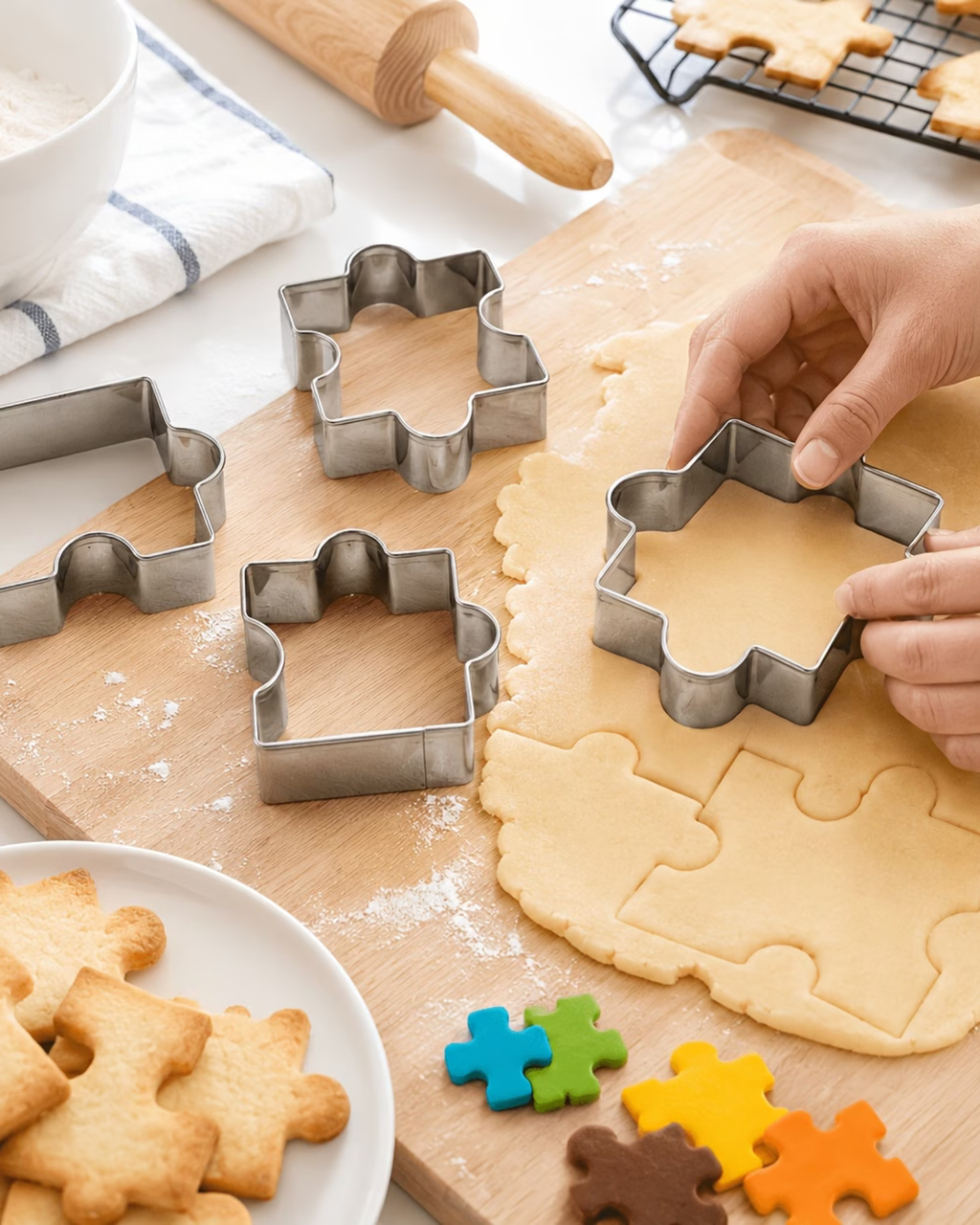 Set 4 decupatoare pentru pastă de zahăr "Puzzle"