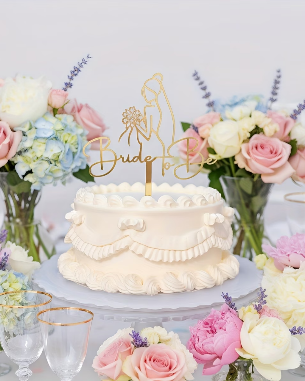 Topper Tort "Bride to Be" – Mireasă cu Buchet