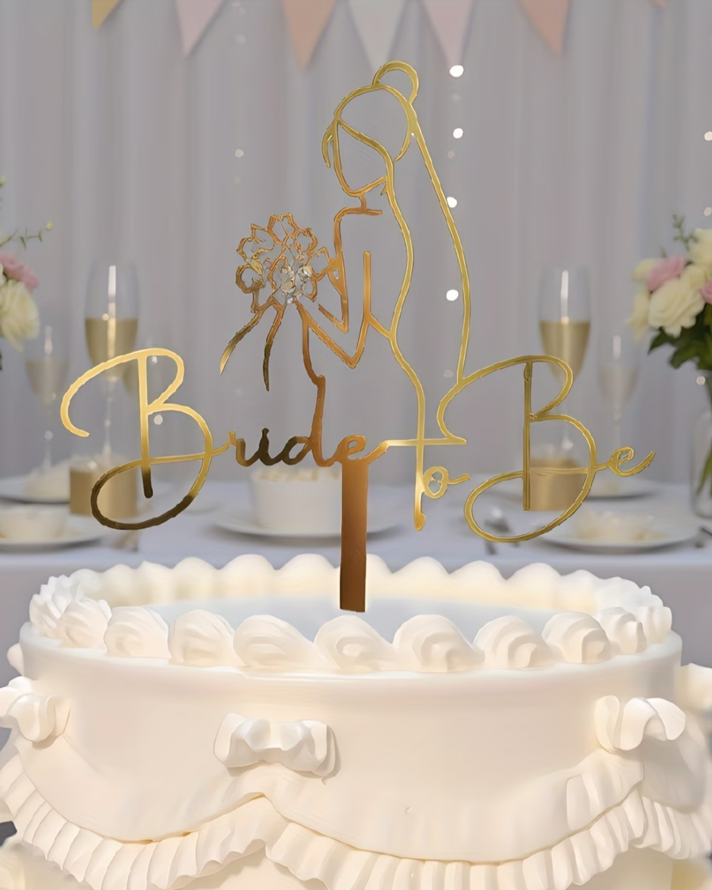 Topper Tort "Bride to Be" – Mireasă cu Buchet