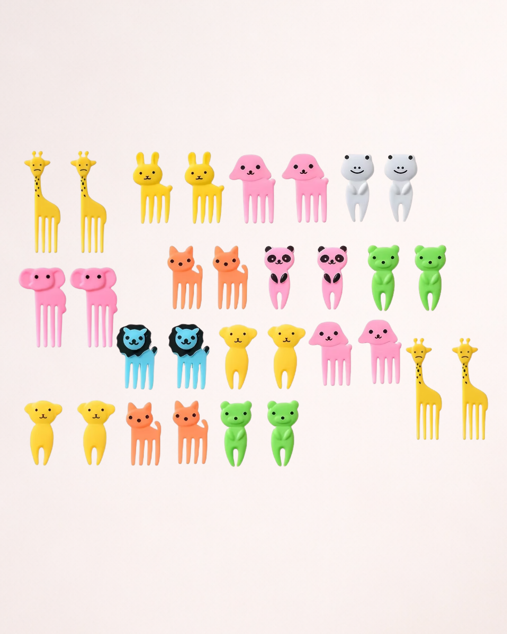 Set 60 mini-furculițe party – Animăluțe colorate