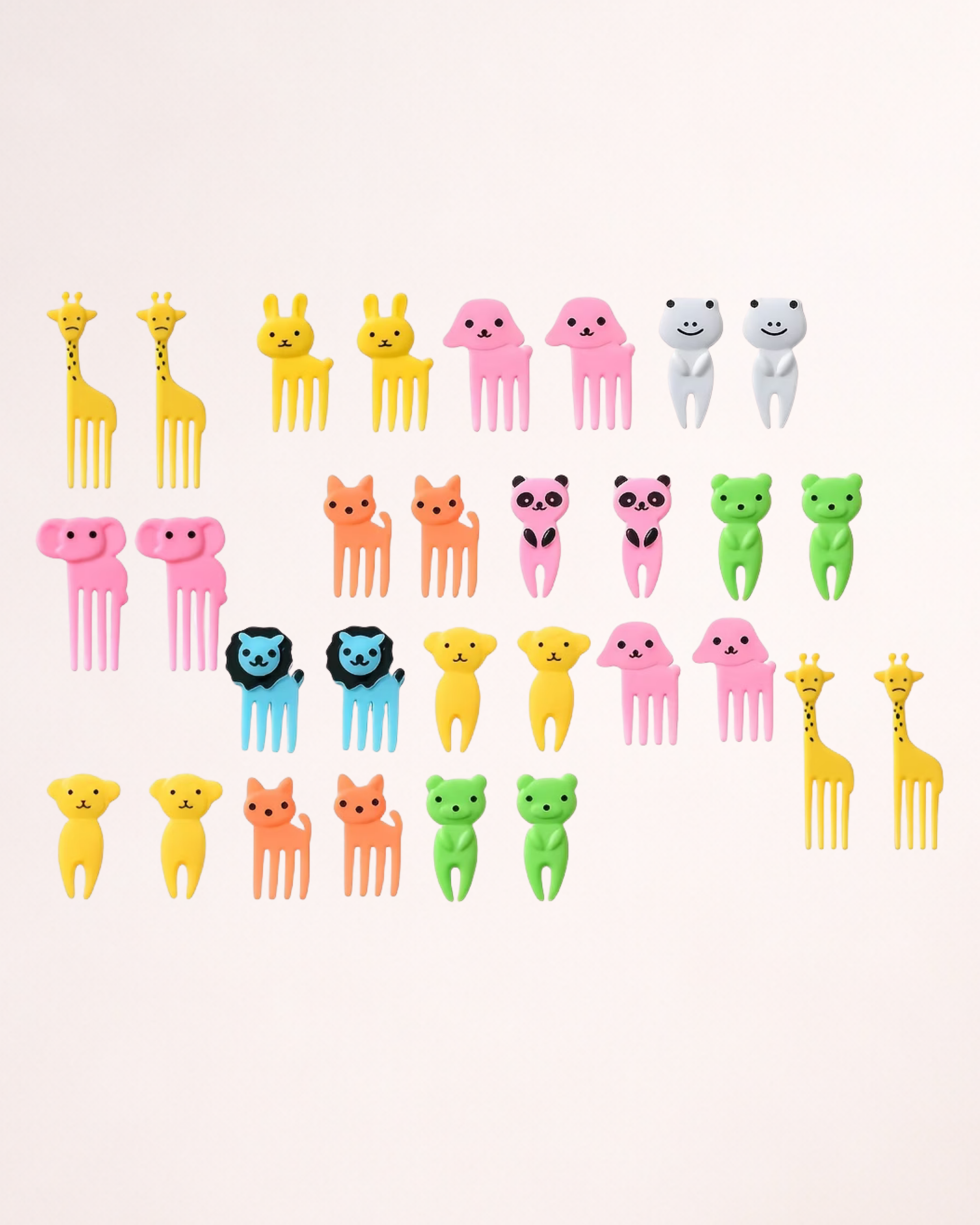 Set 60 mini-furculițe party – Animăluțe colorate