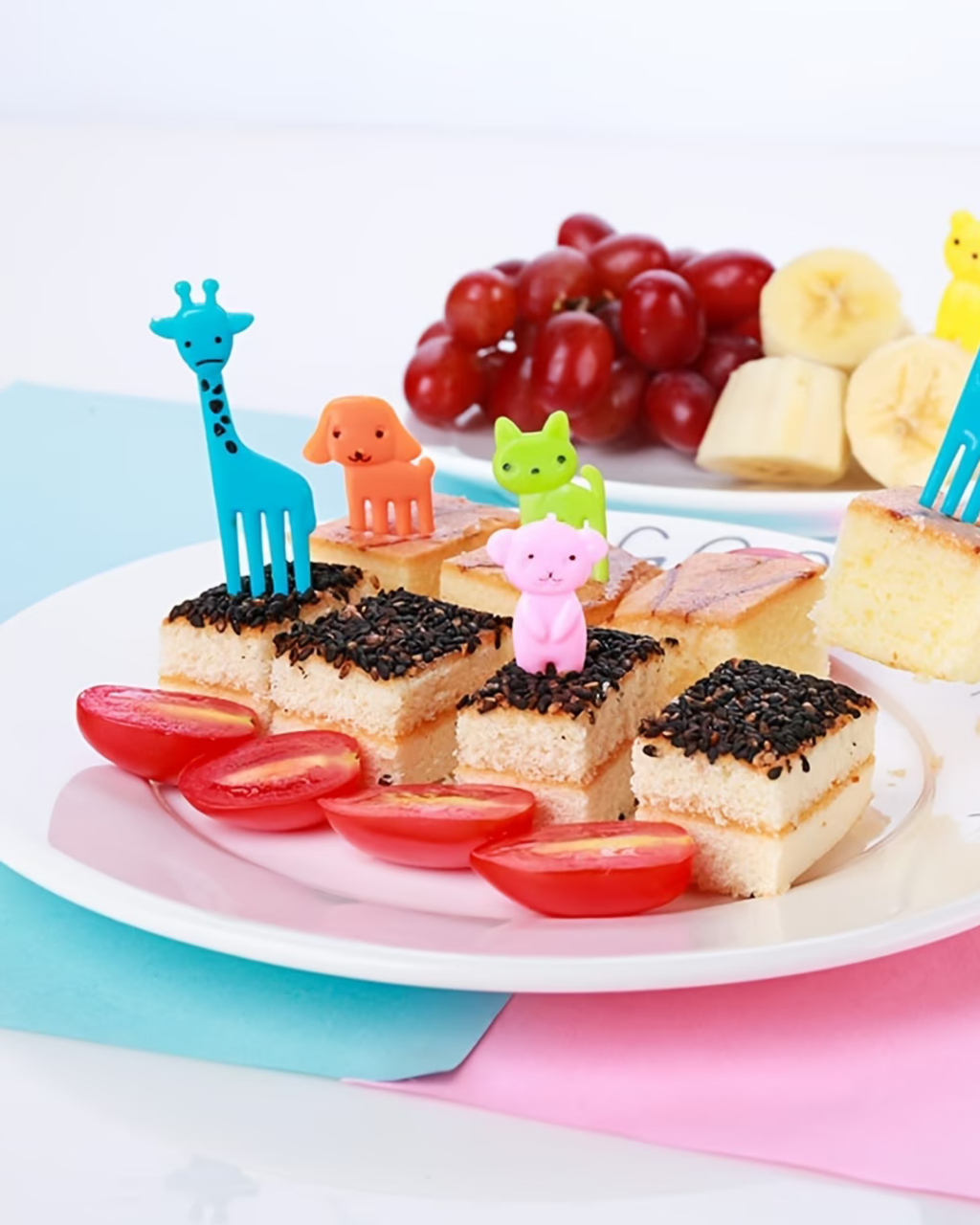 Set 60 mini-furculițe party – Animăluțe colorate