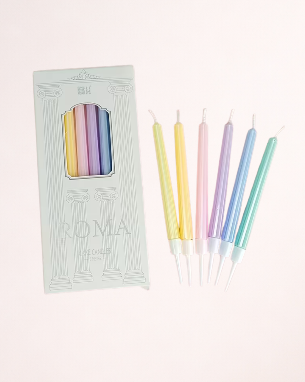 Set 6 lumânări pastel sidefate pentru tort