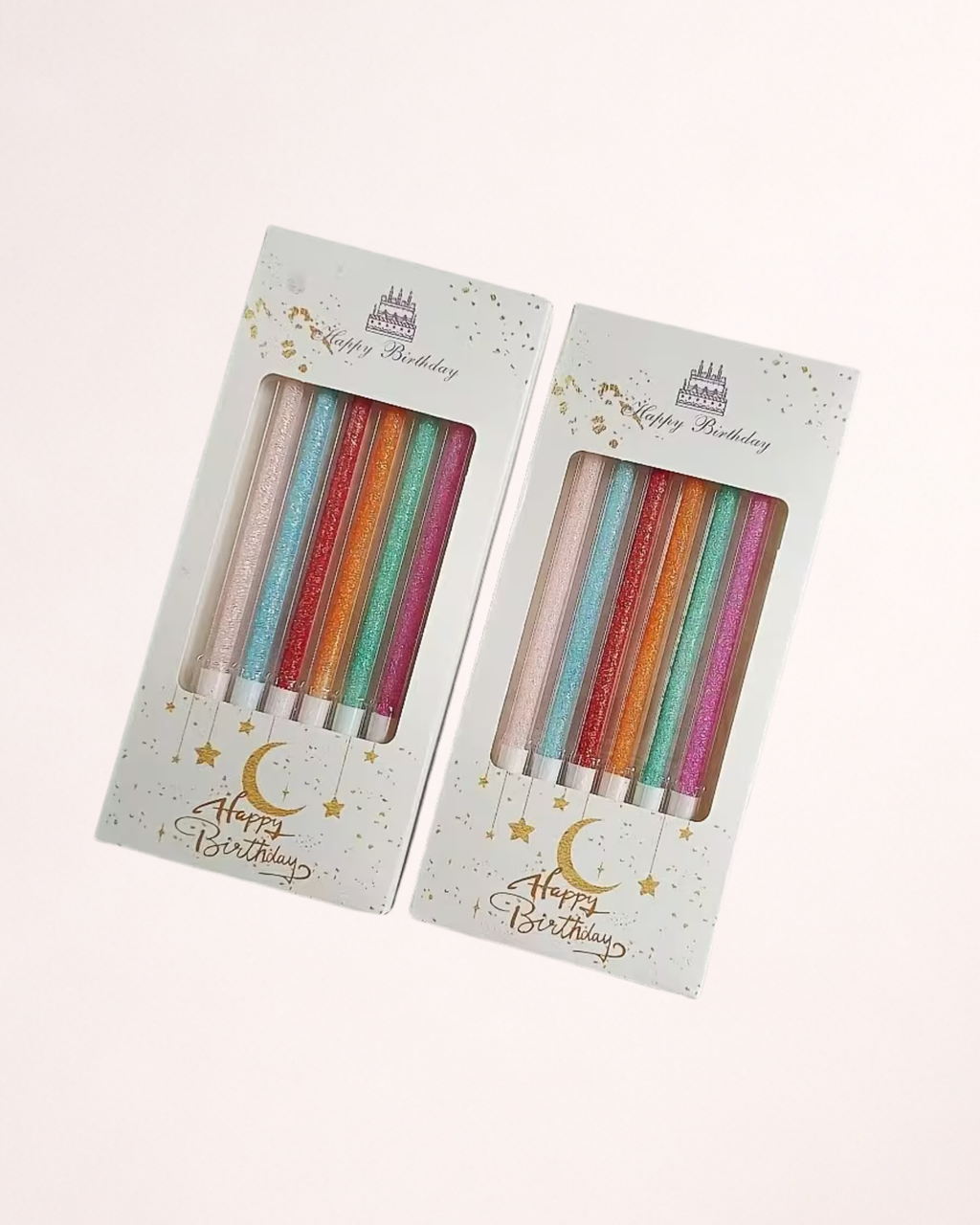 Set 6 lumânări cu sclipici pentru tort