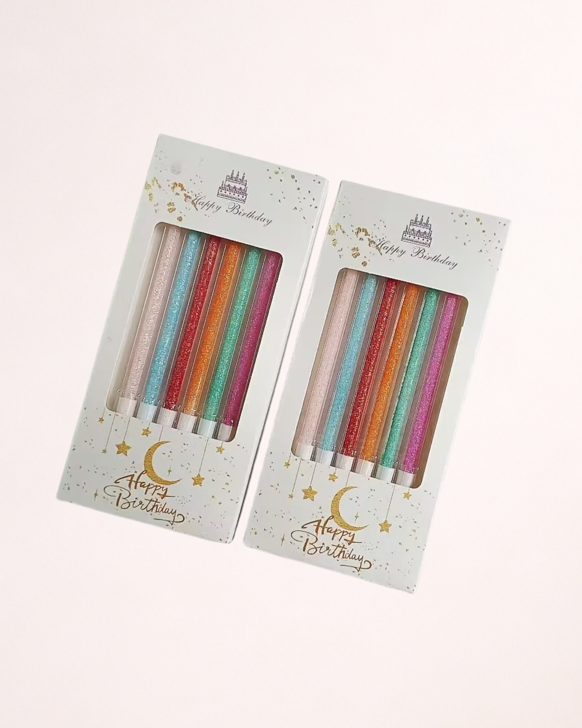 Set 6 lumânări cu sclipici pentru tort