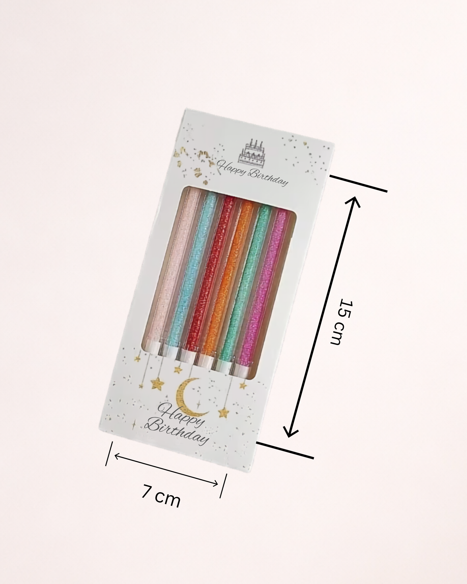Set 6 lumânări cu sclipici pentru tort