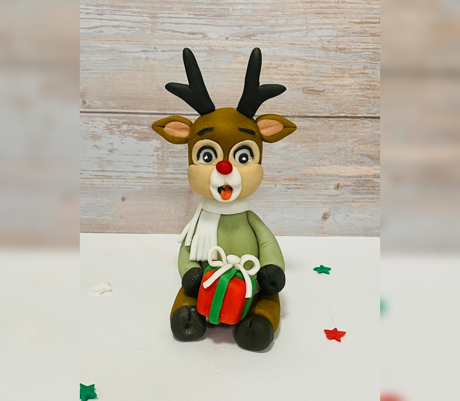 Figurină tort Renul lui Moș Crăciun