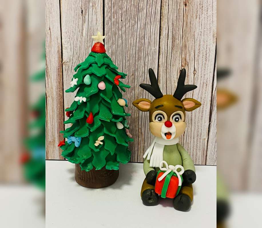 Figurină tort Renul lui Moș Crăciun
