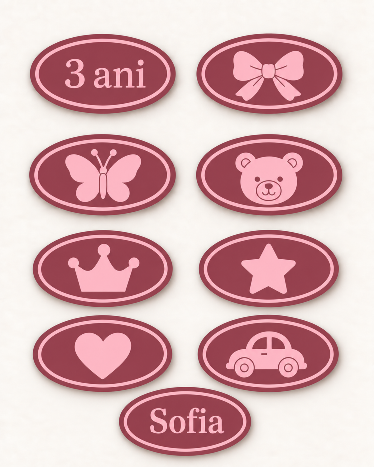Set personalizat suporturi pentru prajituri. Ideal pentru candy-bar la botez si aniversare.