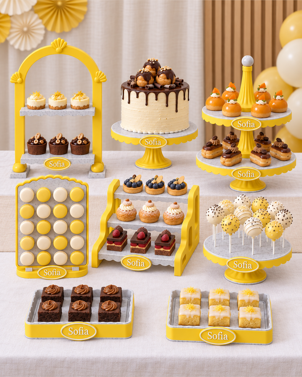 Set personalizat suporturi pentru prajituri. Ideal pentru candy-bar la botez si aniversare.
