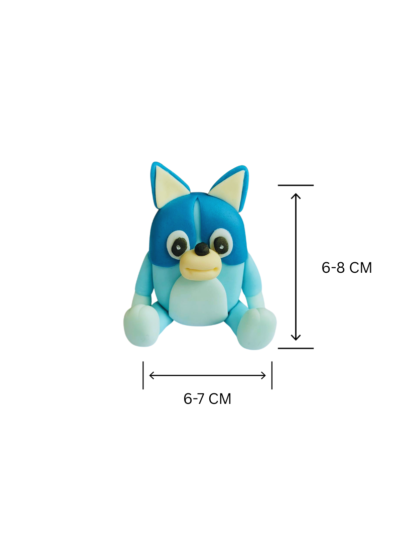 Figurină tort în formă de cățelul Bluey, realizată manual din pastă de zahăr