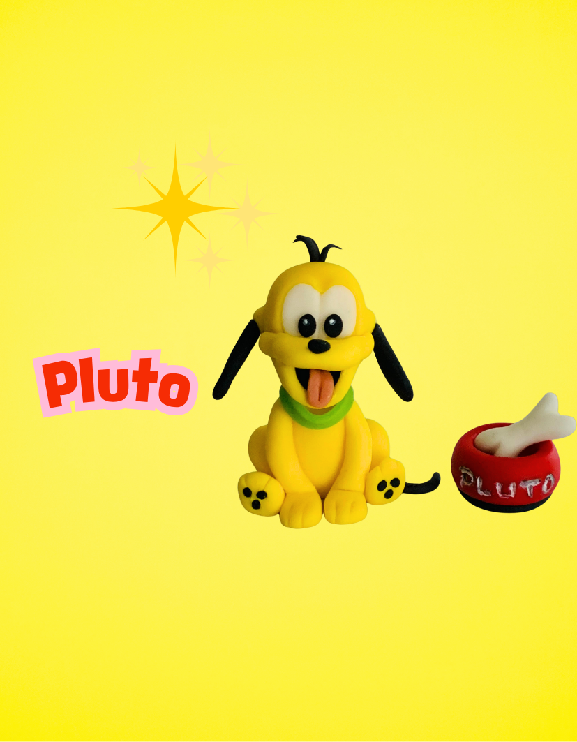Figurină tort în formă de Cățelul Pluto, realizată manual din pastă de zahăr