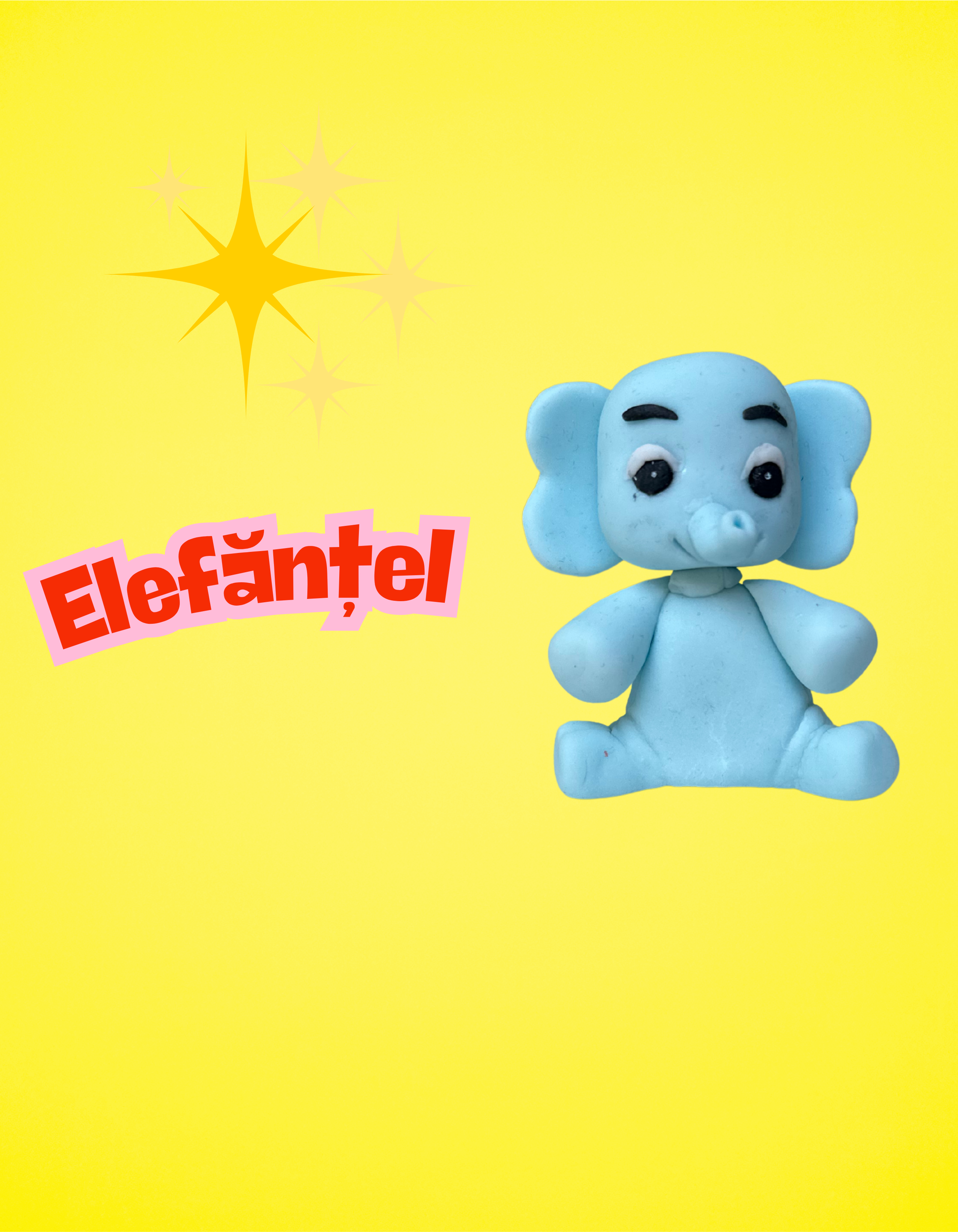 Figurină tort în formă de elefănțel, realizată manual din pastă de zahăr