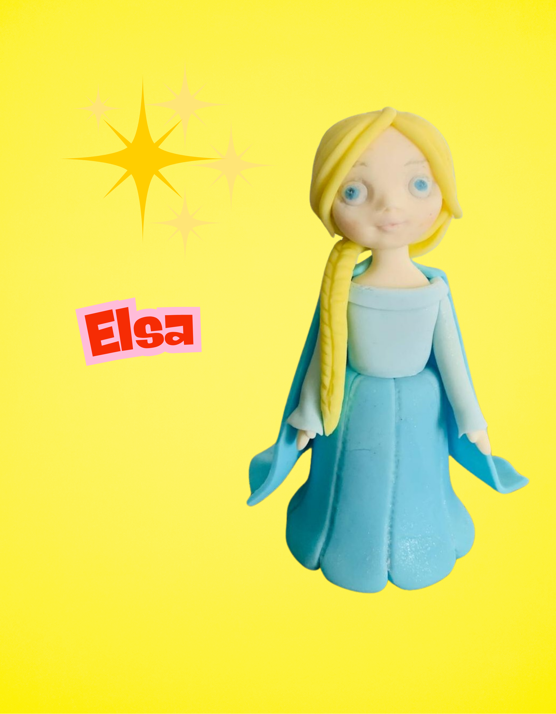 Figurină tort în formă de personajul Elsa, realizată manual din pastă de zahăr